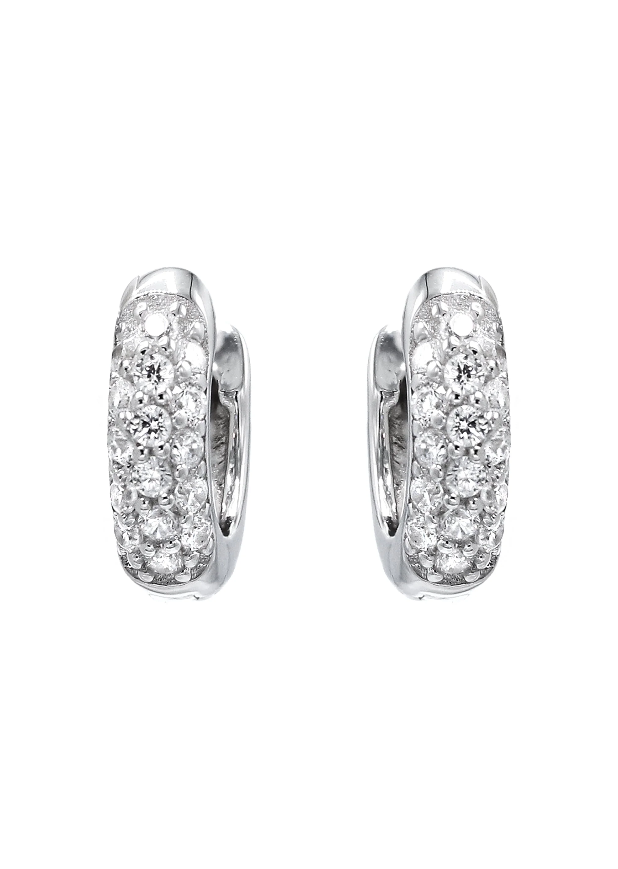 Silver Round Clear CZ Hoop Earrings | Appx. 2.3 Grams