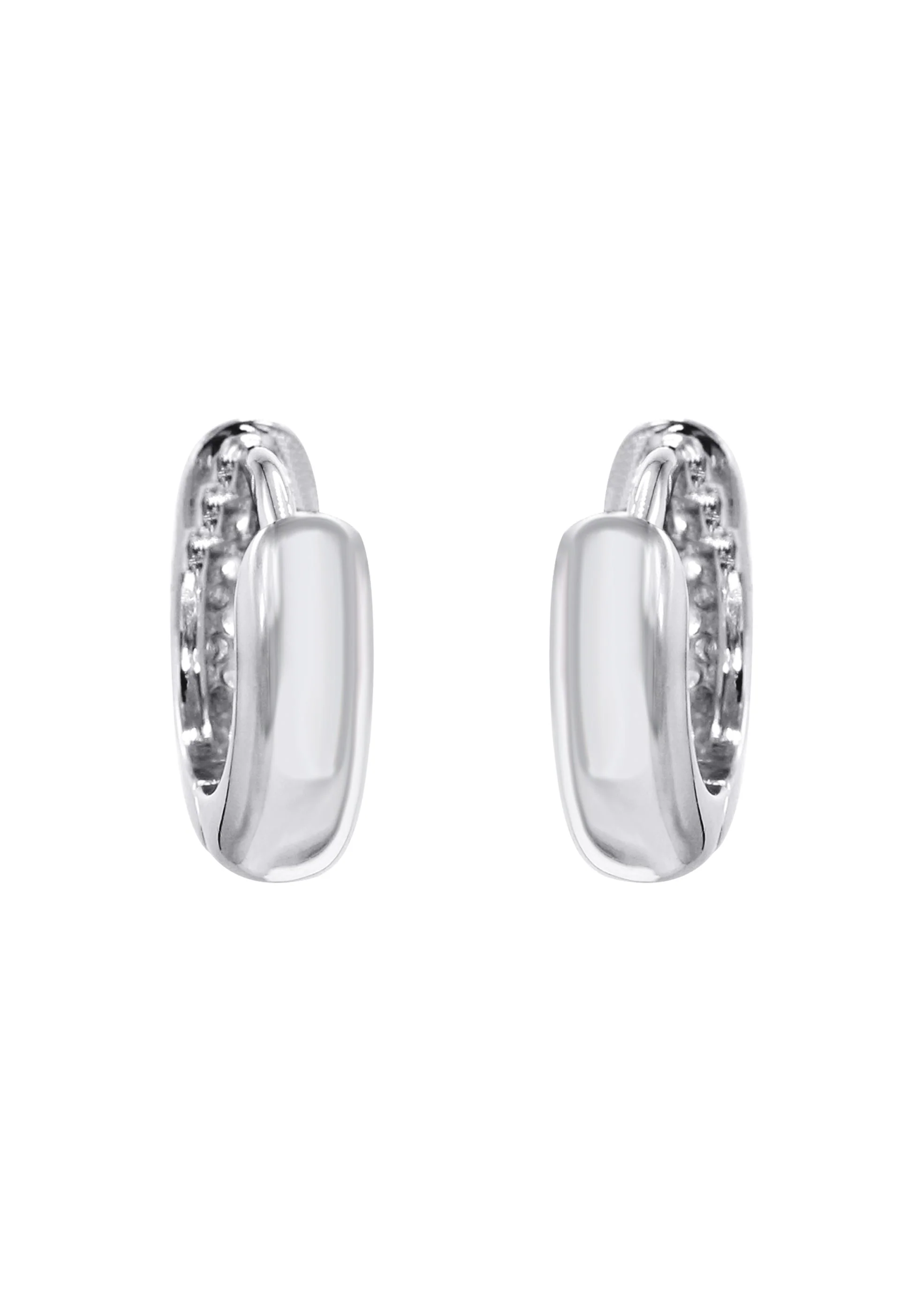 Silver Round Clear CZ Hoop Earrings | Appx. 2.3 Grams - Image 2