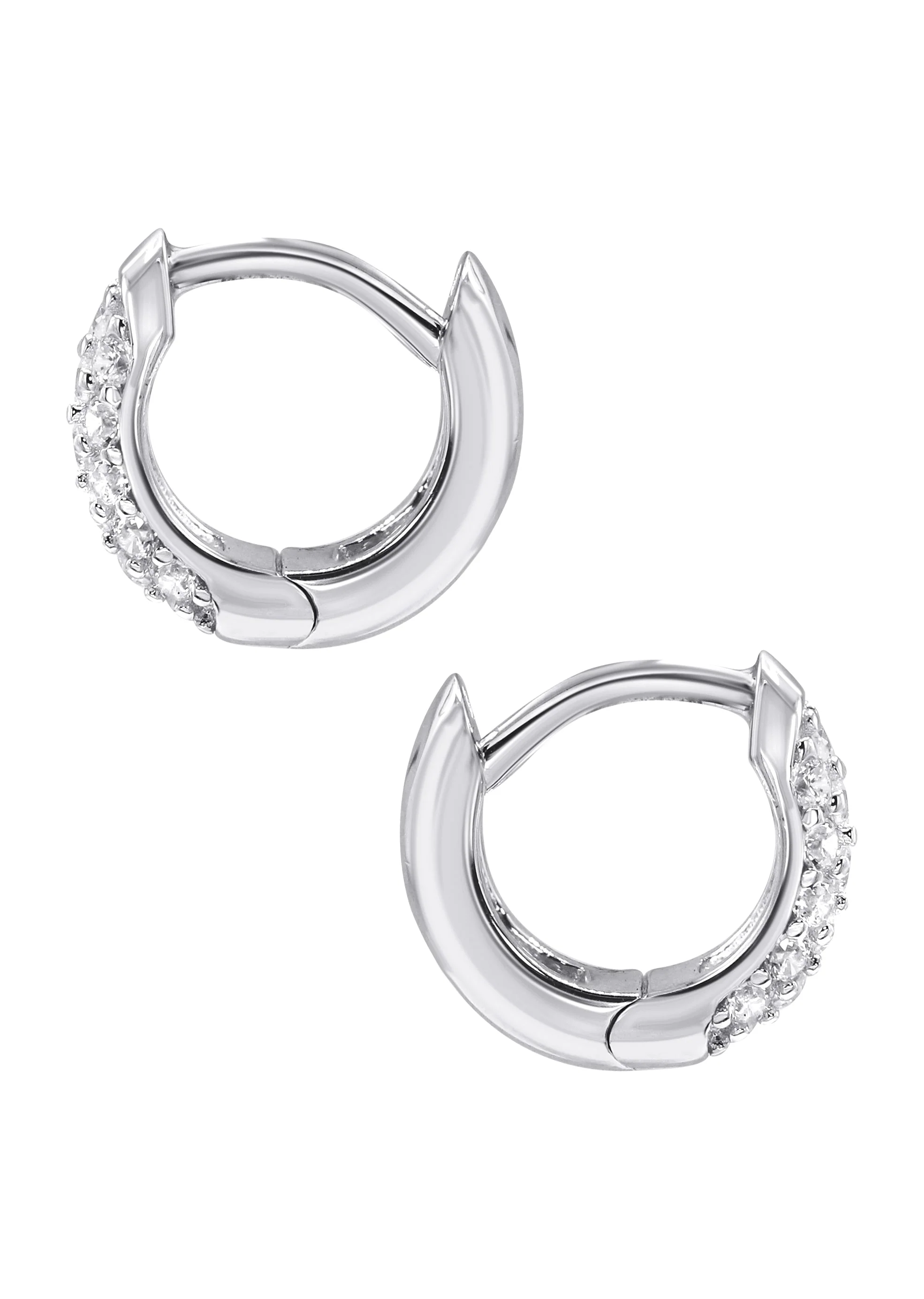 Silver Round Clear CZ Hoop Earrings | Appx. 2.3 Grams - Image 3