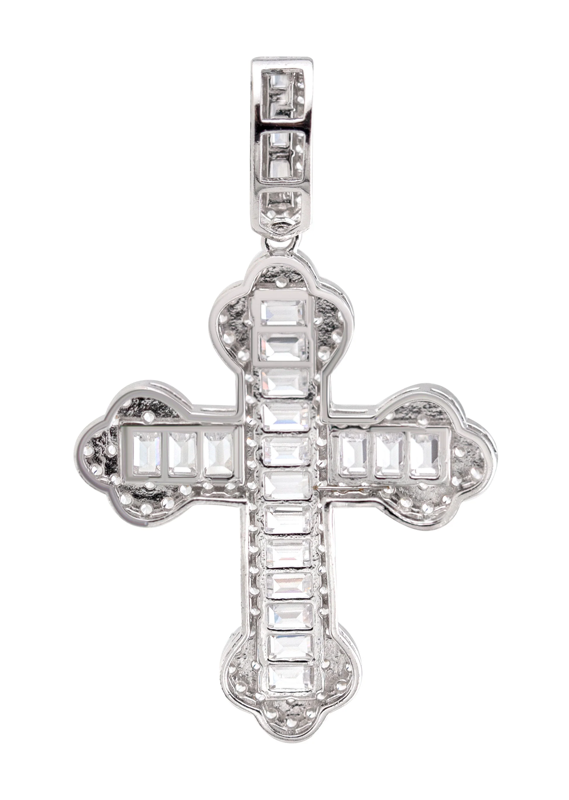 Silver Pendant - White Gold Cross Baguette Pendant | Appx 5 Grams - Image 2