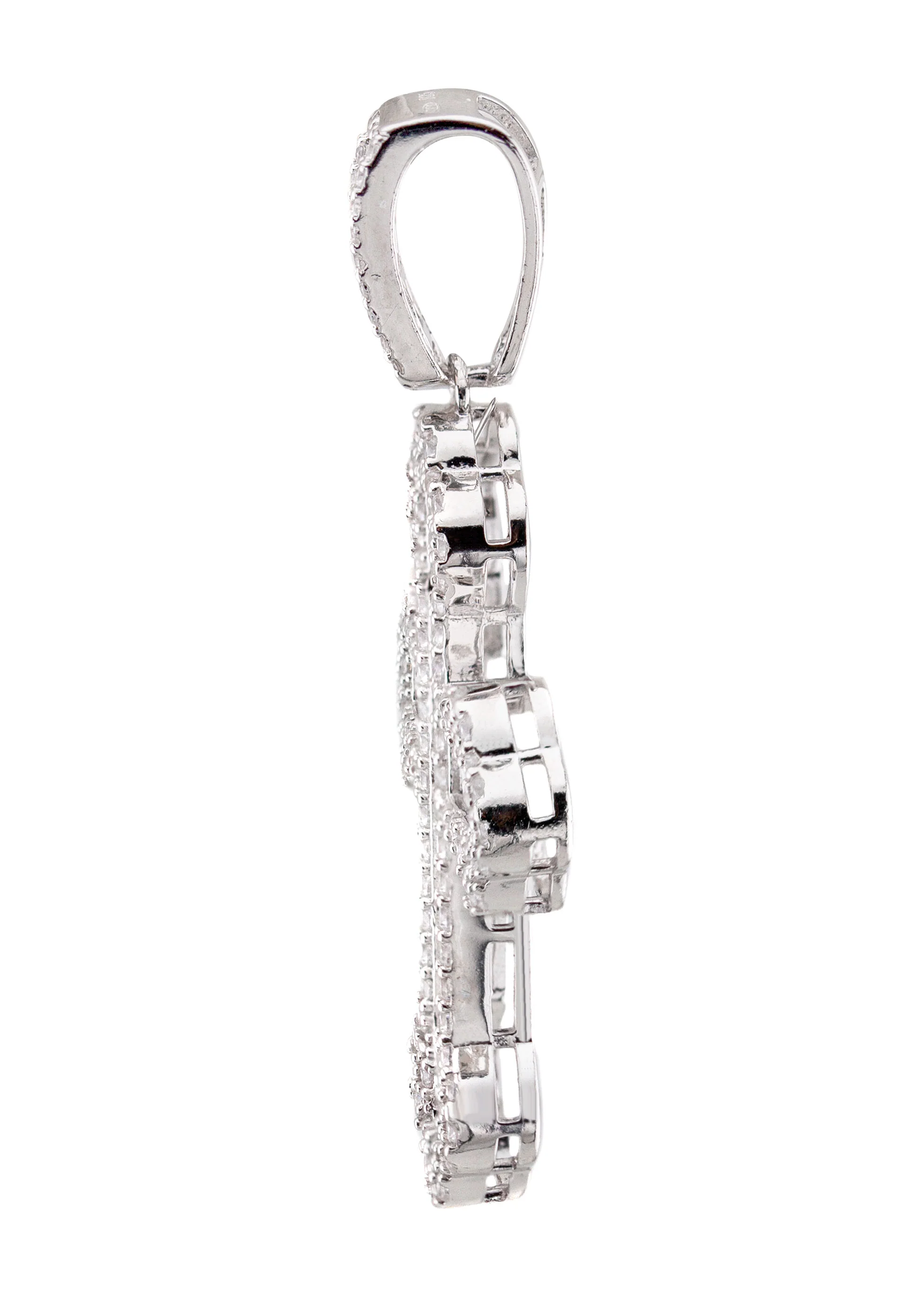Silver Pendant - White Gold Cross Baguette Pendant | Appx 5 Grams - Image 3