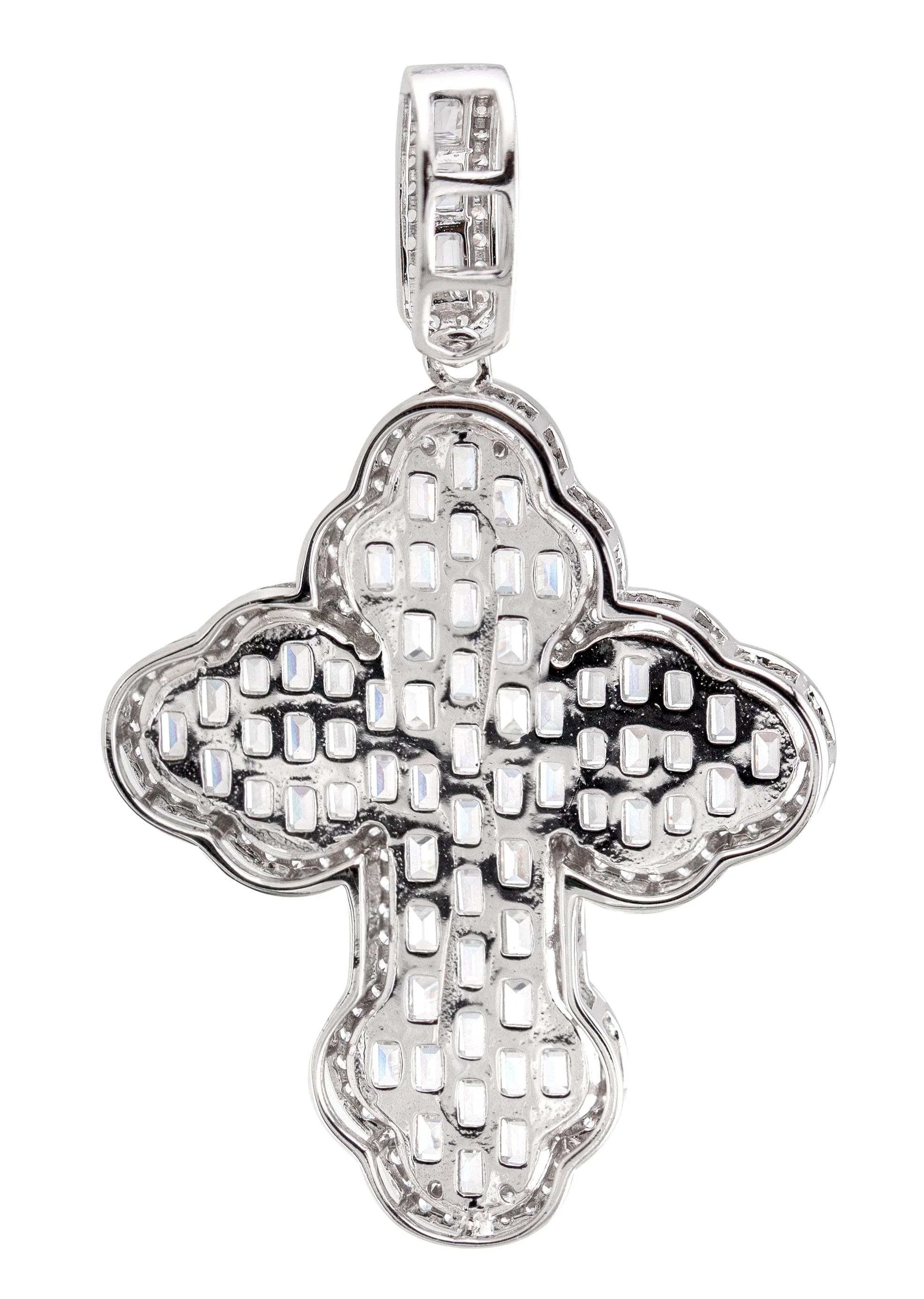 Silver Pendant - White Gold Cross Baguette Pendant | Appx 6.6 Grams - Image 2