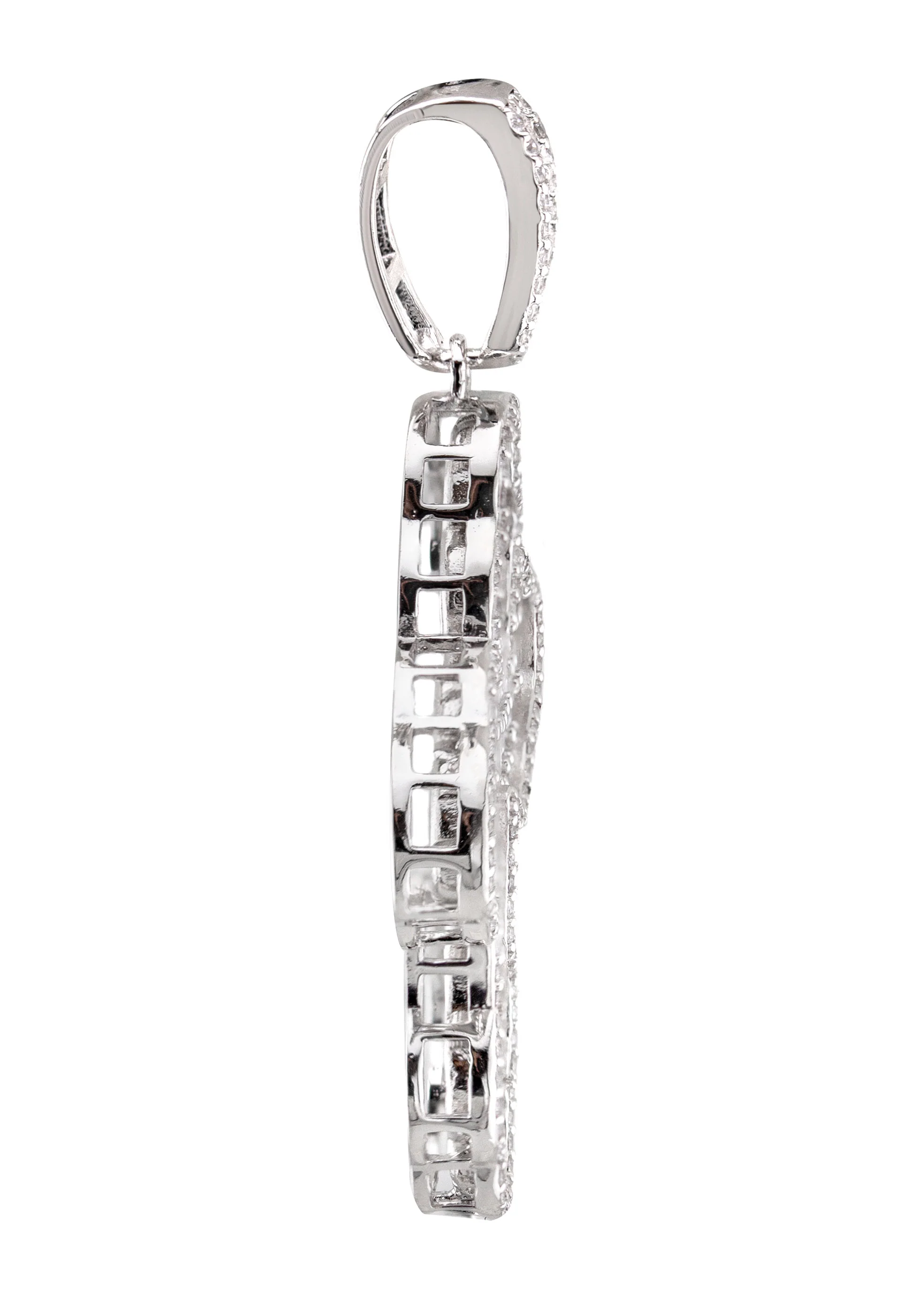 Silver Pendant - White Gold Cross Baguette Pendant | Appx 6.6 Grams - Image 3