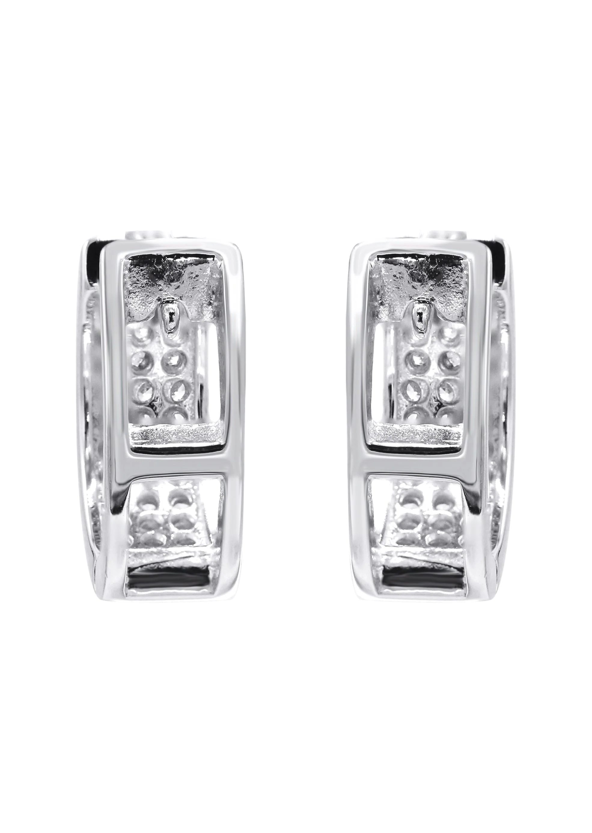 Silver Round Clear CZ Hoop Earrings | Appx. 3 Grams - Image 2