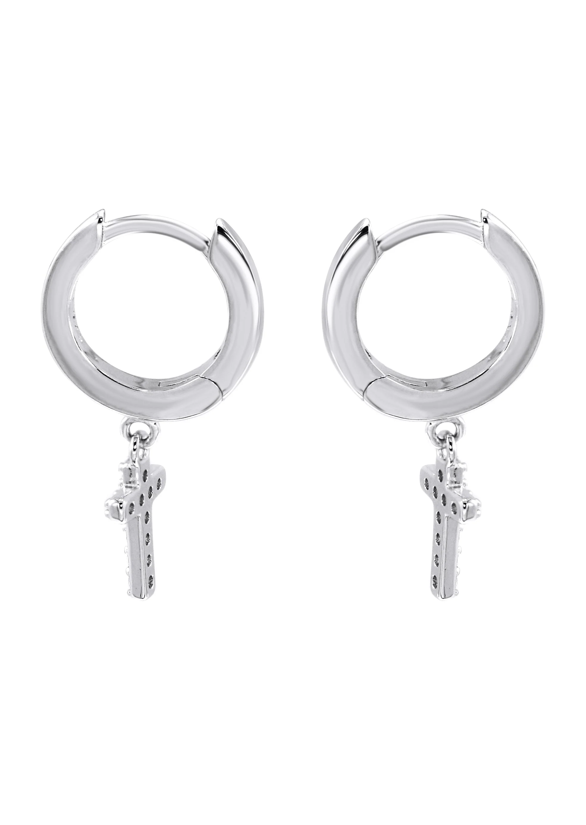 Silver CZ Hoop Cross Earring | Appx. 2 Grams - Image 3