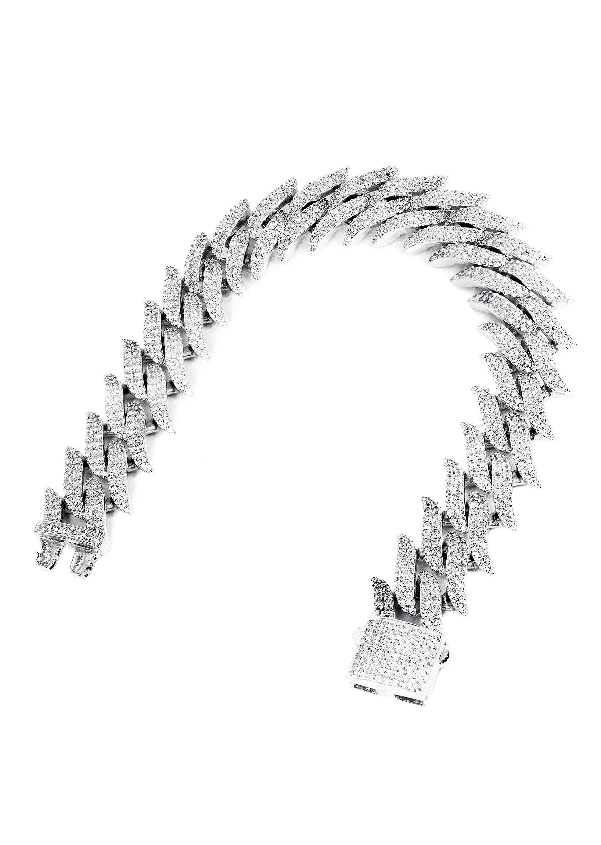Silver White Spike Barbed Wire Bracelet - Image 2