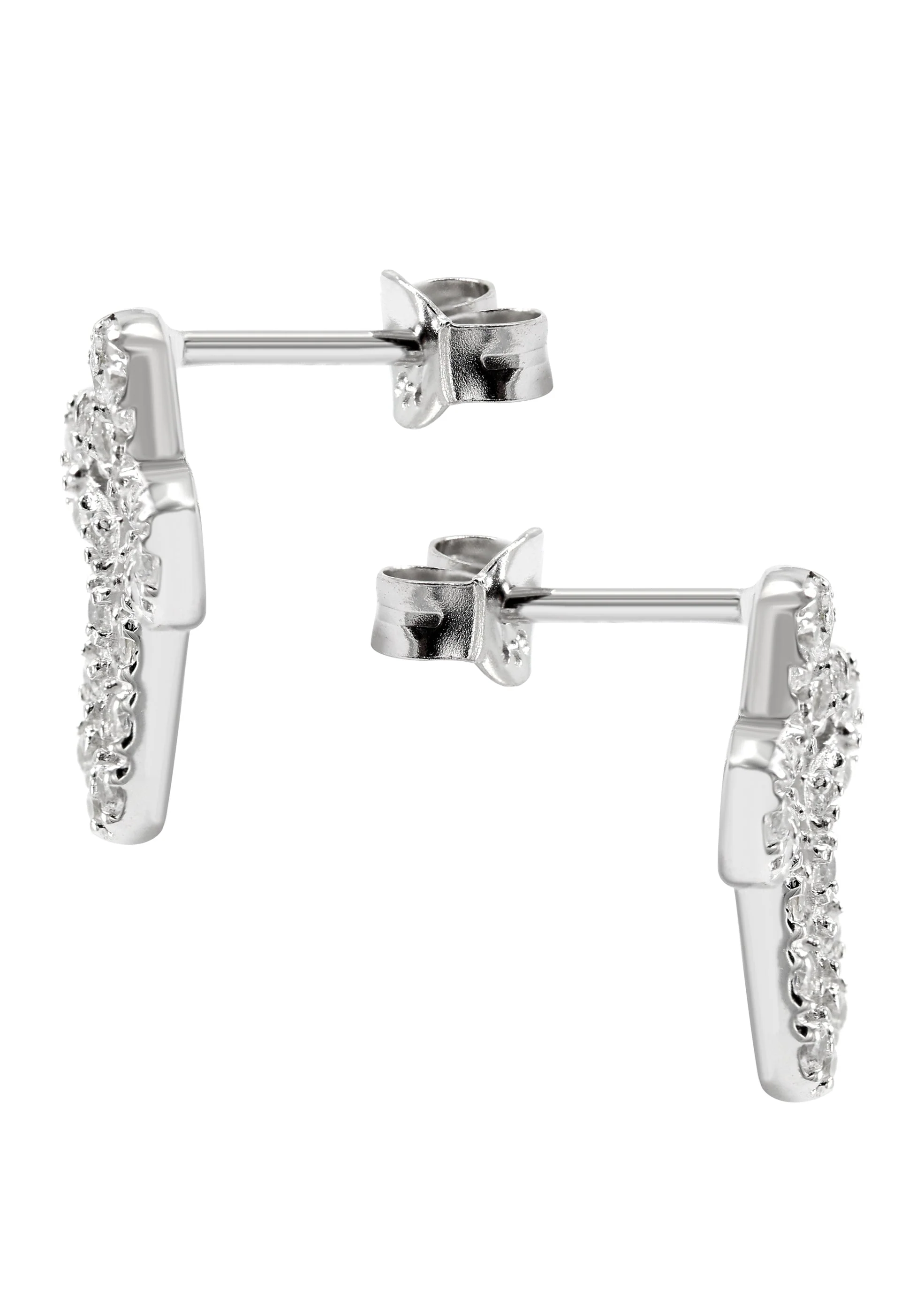 Silver Open Cross Plated Clear CZ Stud Earrings | Appx. 2 Grams - Image 2