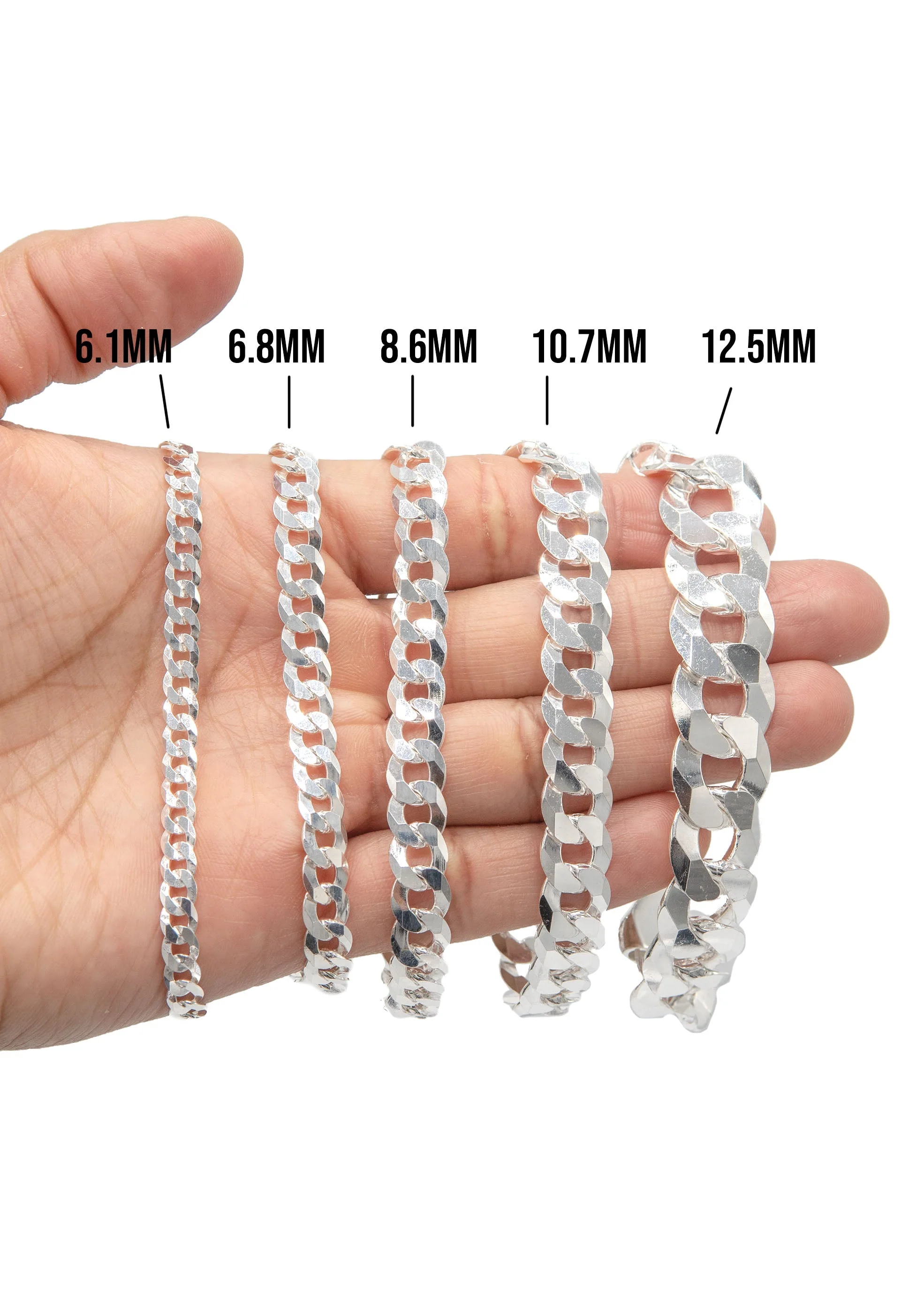 Silver White Curb Bracelet - Image 4