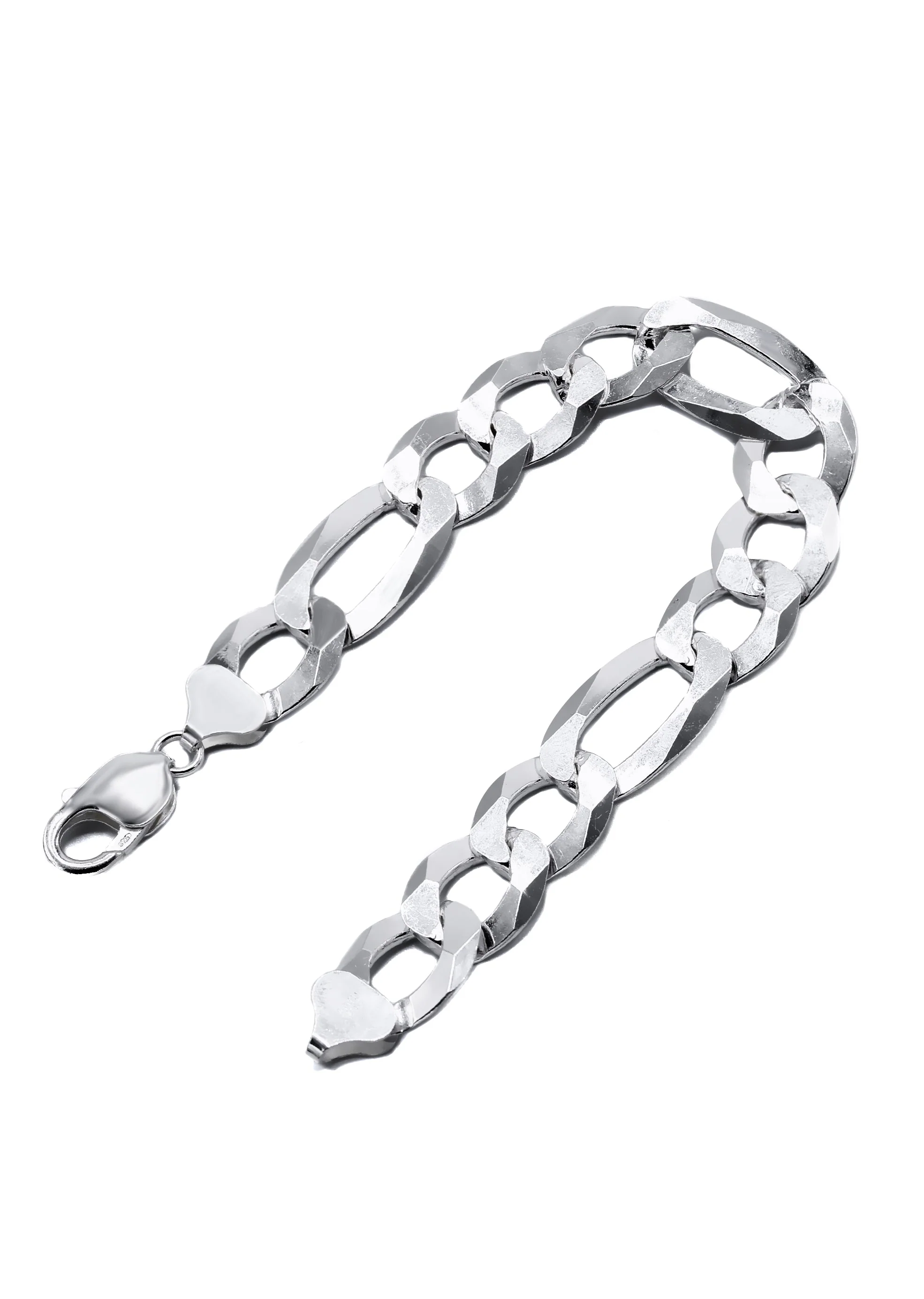 Silver White Figaro Bracelet - Image 2