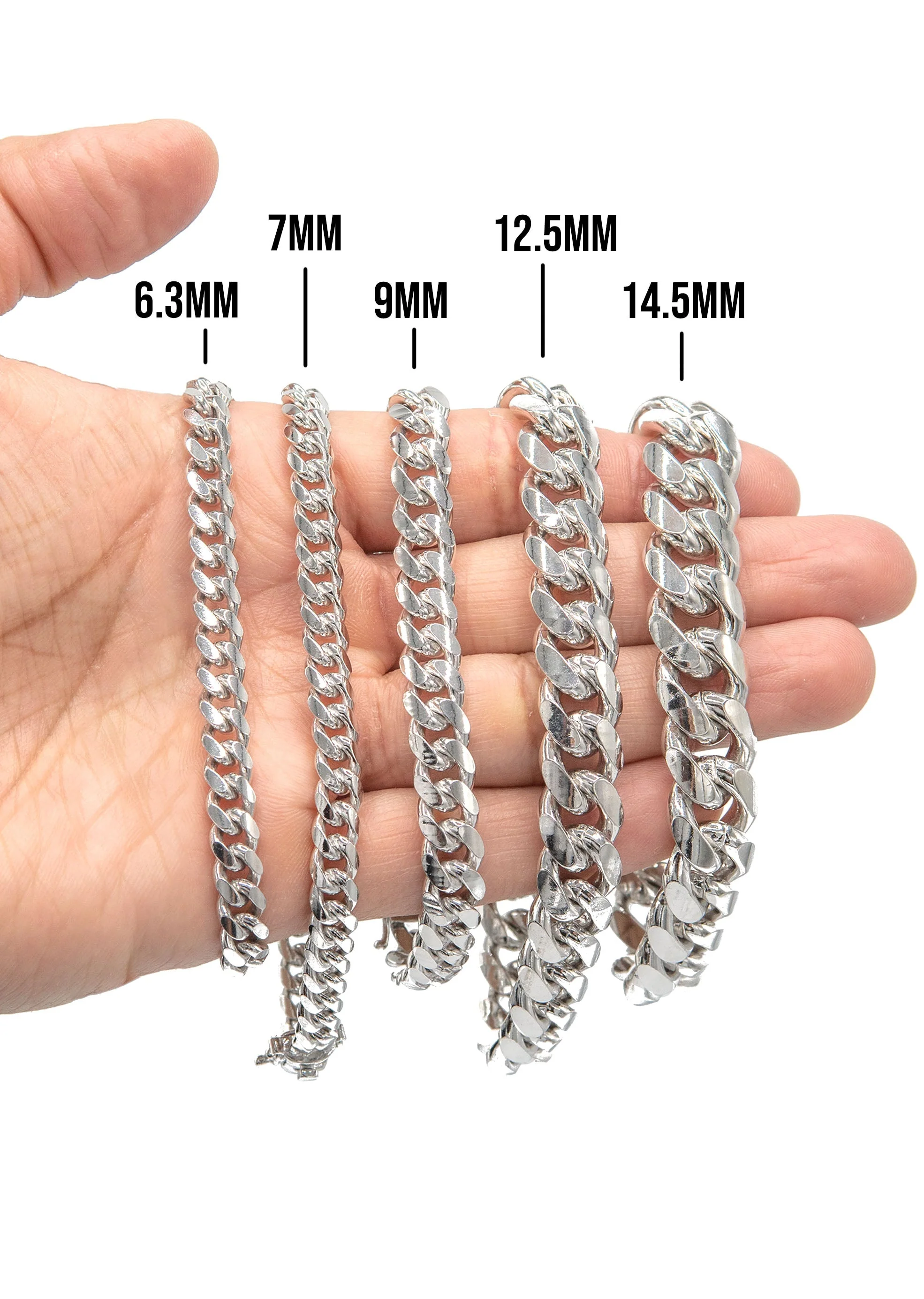 Silver White Miami Cuban Link Bracelet - Image 4