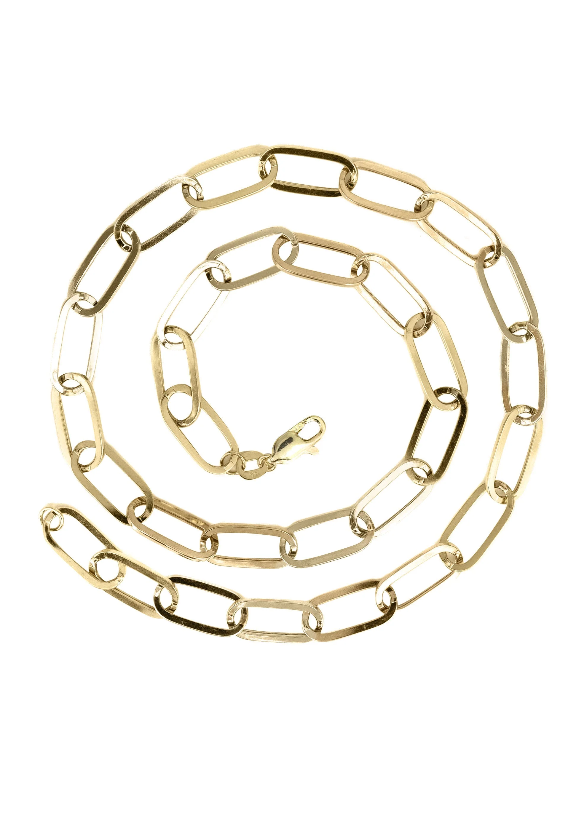 Solid Paper Clip Yellow Gold Chain 10K & 14K - Image 3