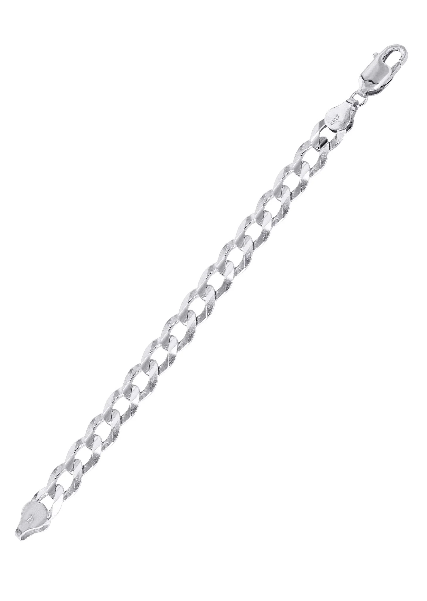 Solid Mens Cuban Curb Link Bracelet 10K White Gold - Image 3