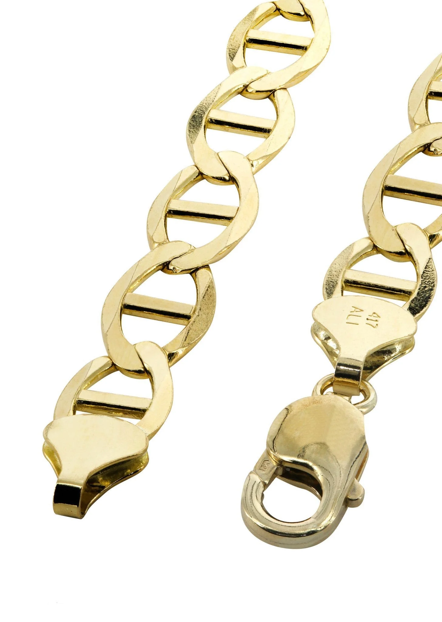 Solid Mens Mariner Bracelet 10K/14K Yellow Gold - Image 2