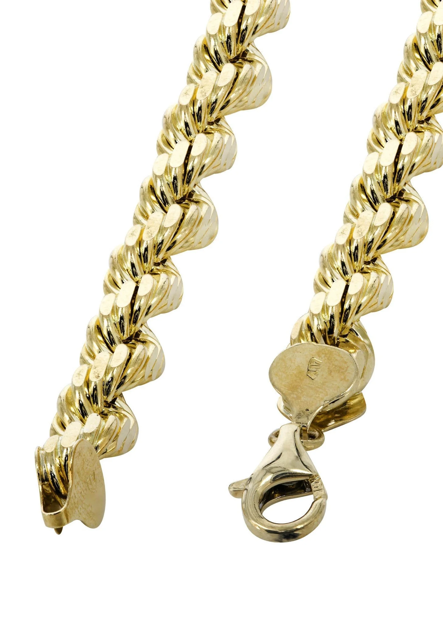 Solid Mens Rope Bracelet 10K/14K Yellow Gold - Image 2