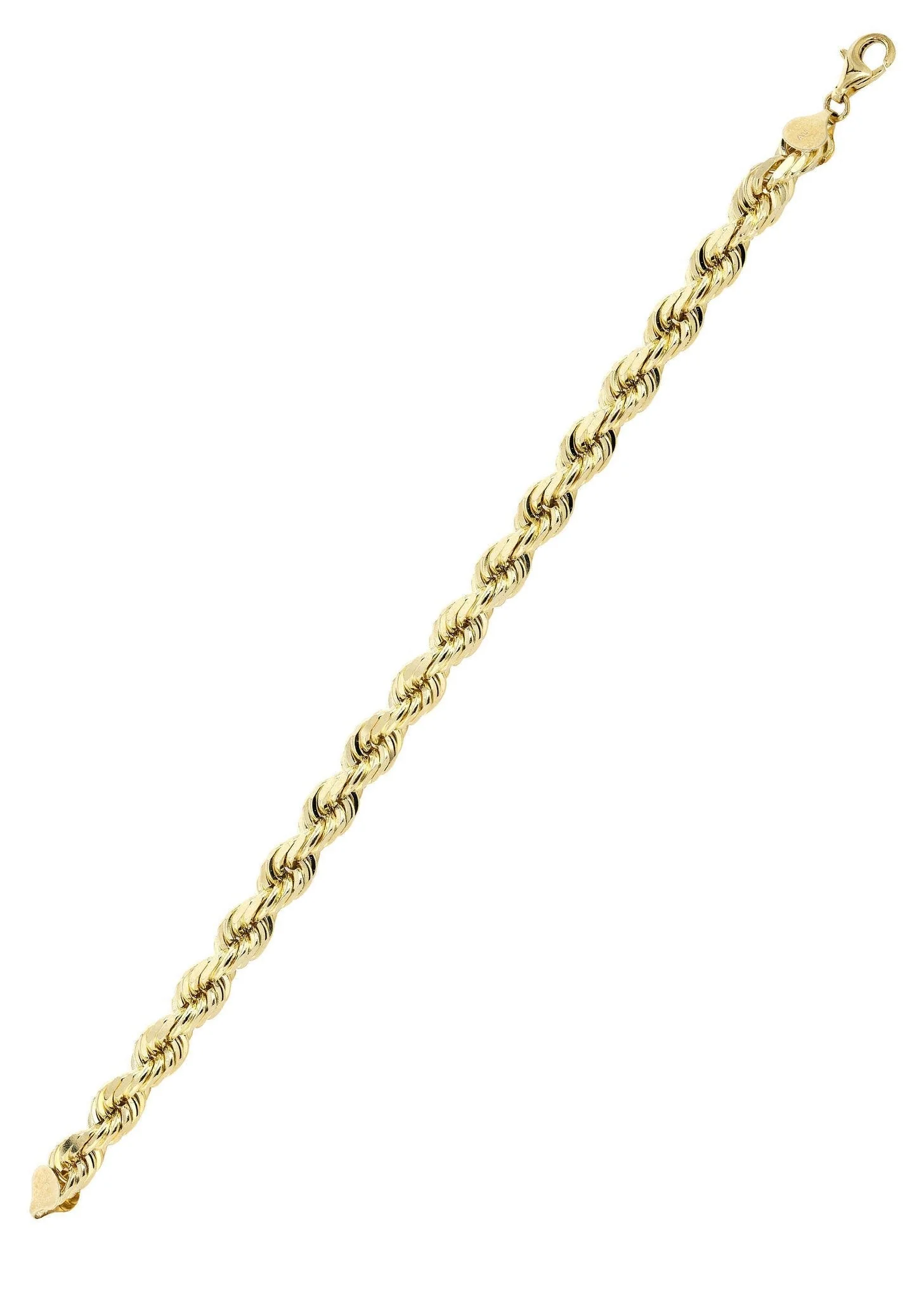 Solid Mens Rope Bracelet 10K/14K Yellow Gold - Image 3