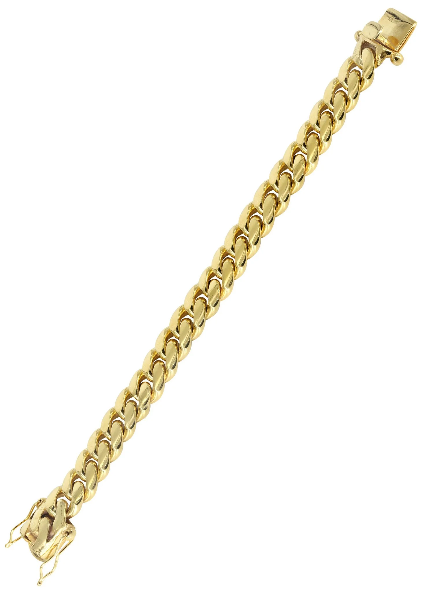 Solid Mens Miami Cuban Link Bracelet 10K Yellow Gold - Image 3
