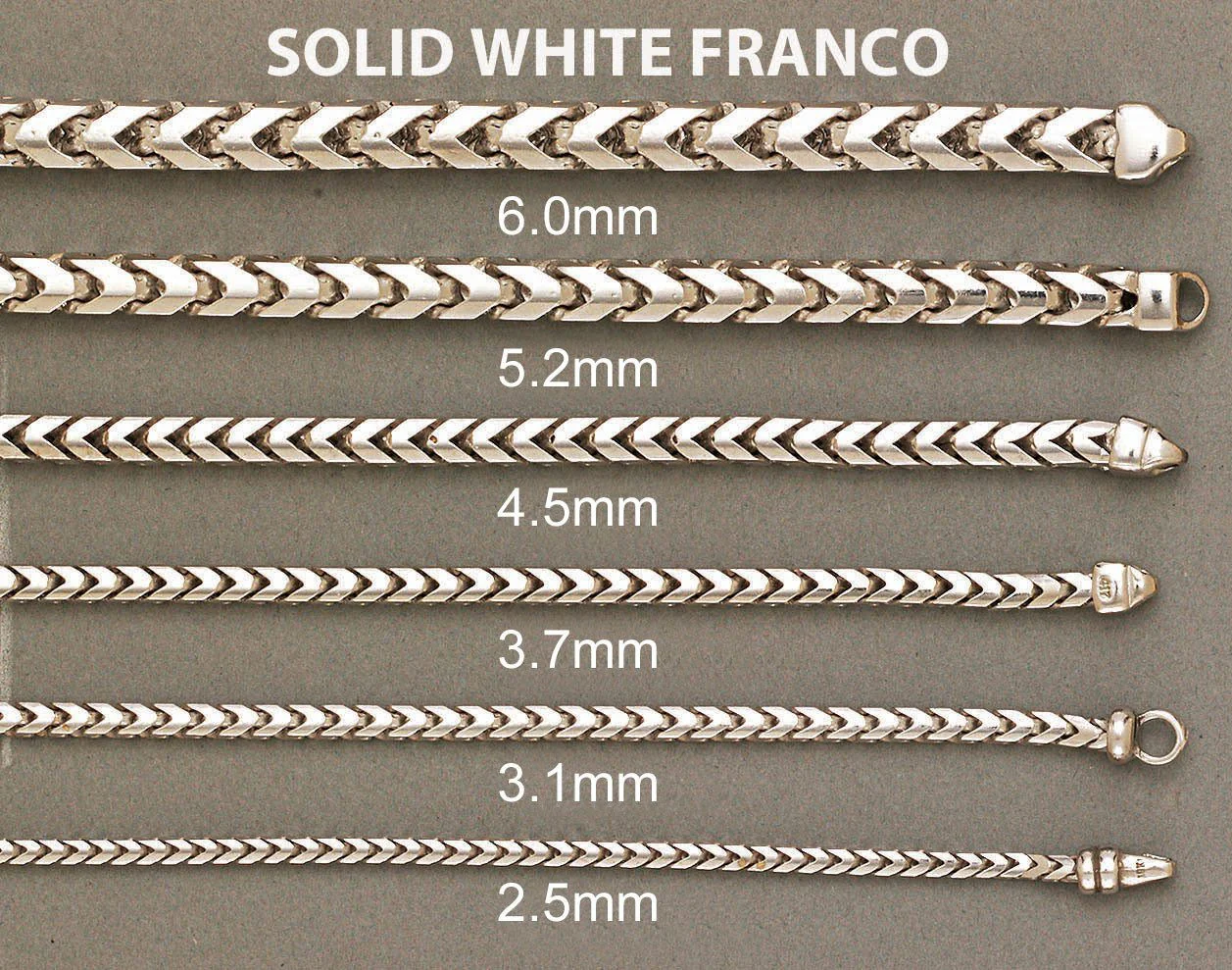 Solid Mens Franco Bracelet 10K White Gold - Image 4