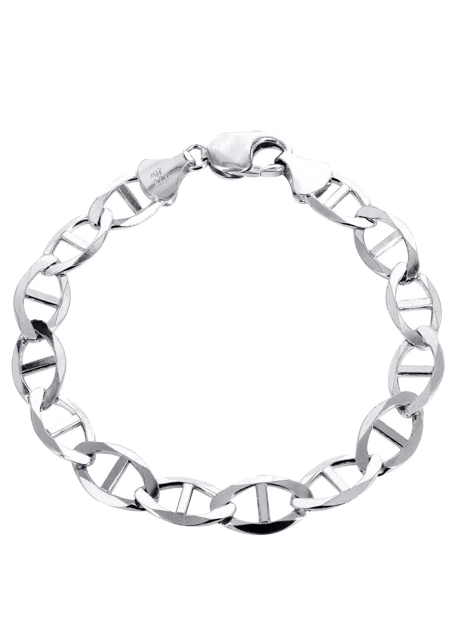 Solid Womens Mariner Bracelet 10K/14K White Gold