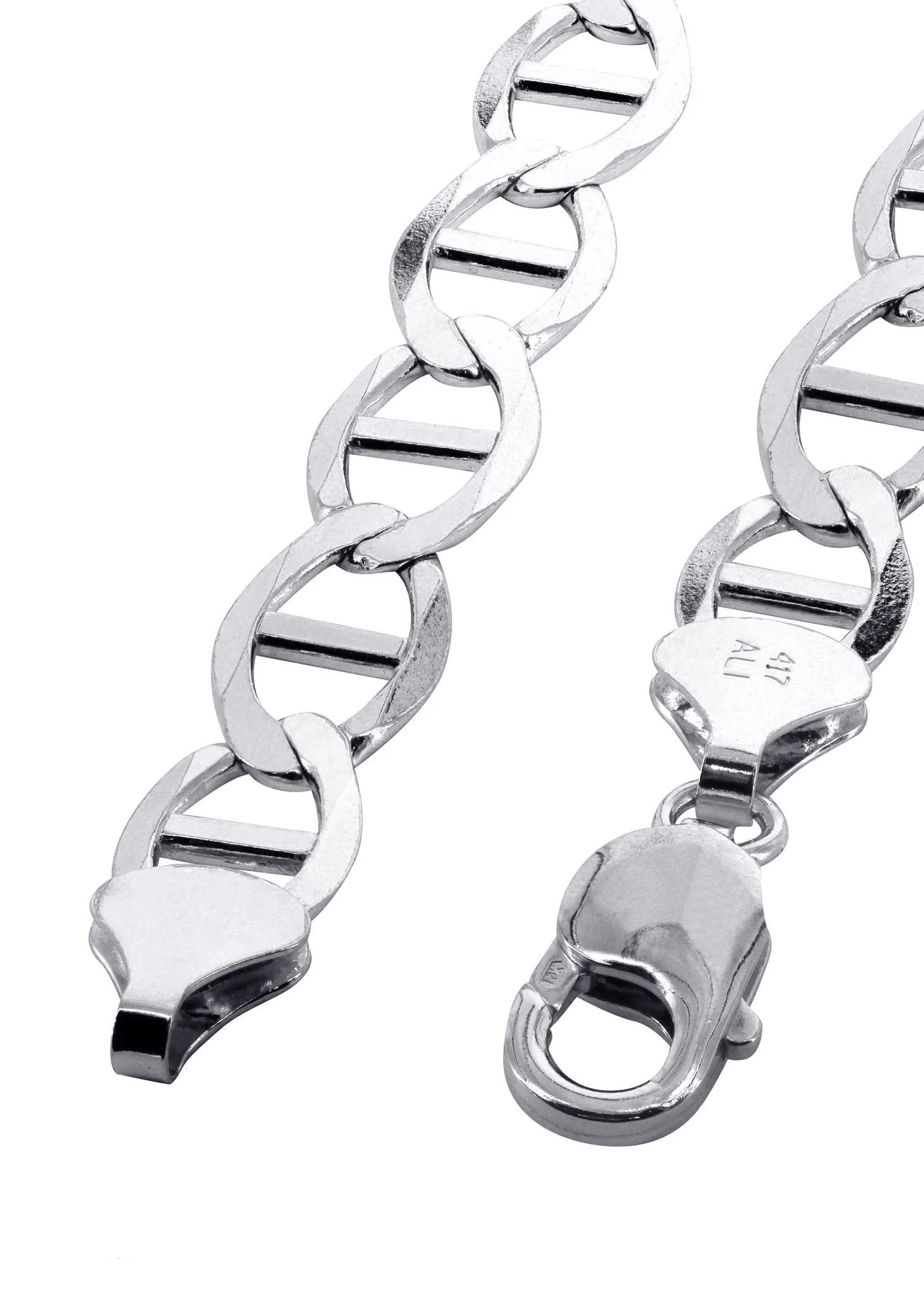 Solid Womens Mariner Bracelet 10K/14K White Gold - Image 2