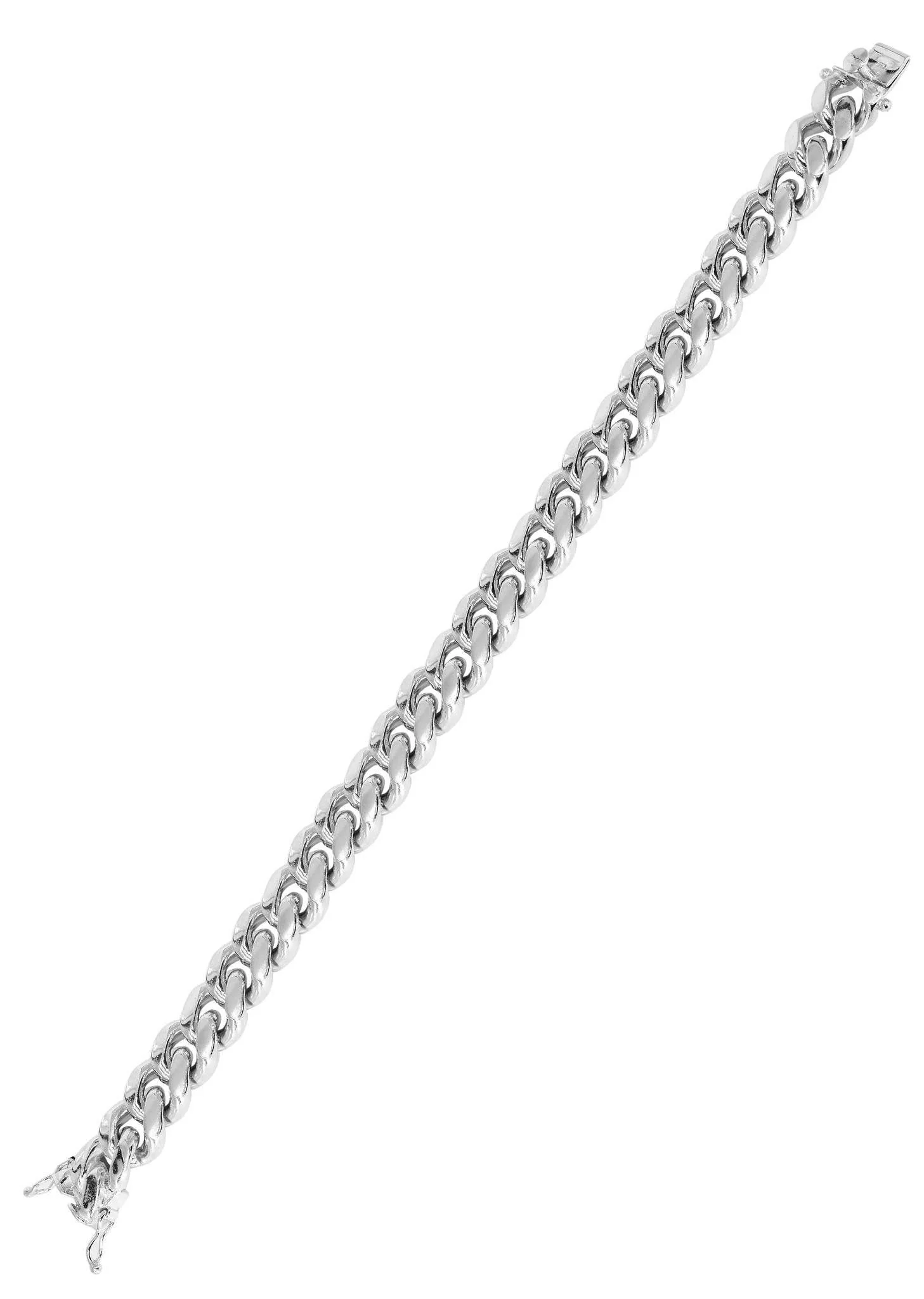 Solid Womens Miami Cuban Link Bracelet 10K/14K White Gold - Image 3
