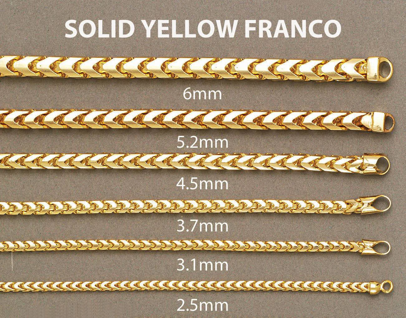 Solid Mens Franco Bracelet 10K Yellow Gold - Image 4