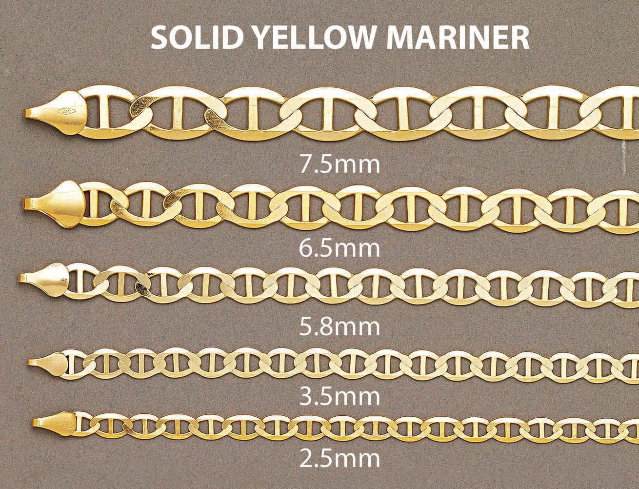 Mens Solid Mariner Chain 10K Gold - Image 5