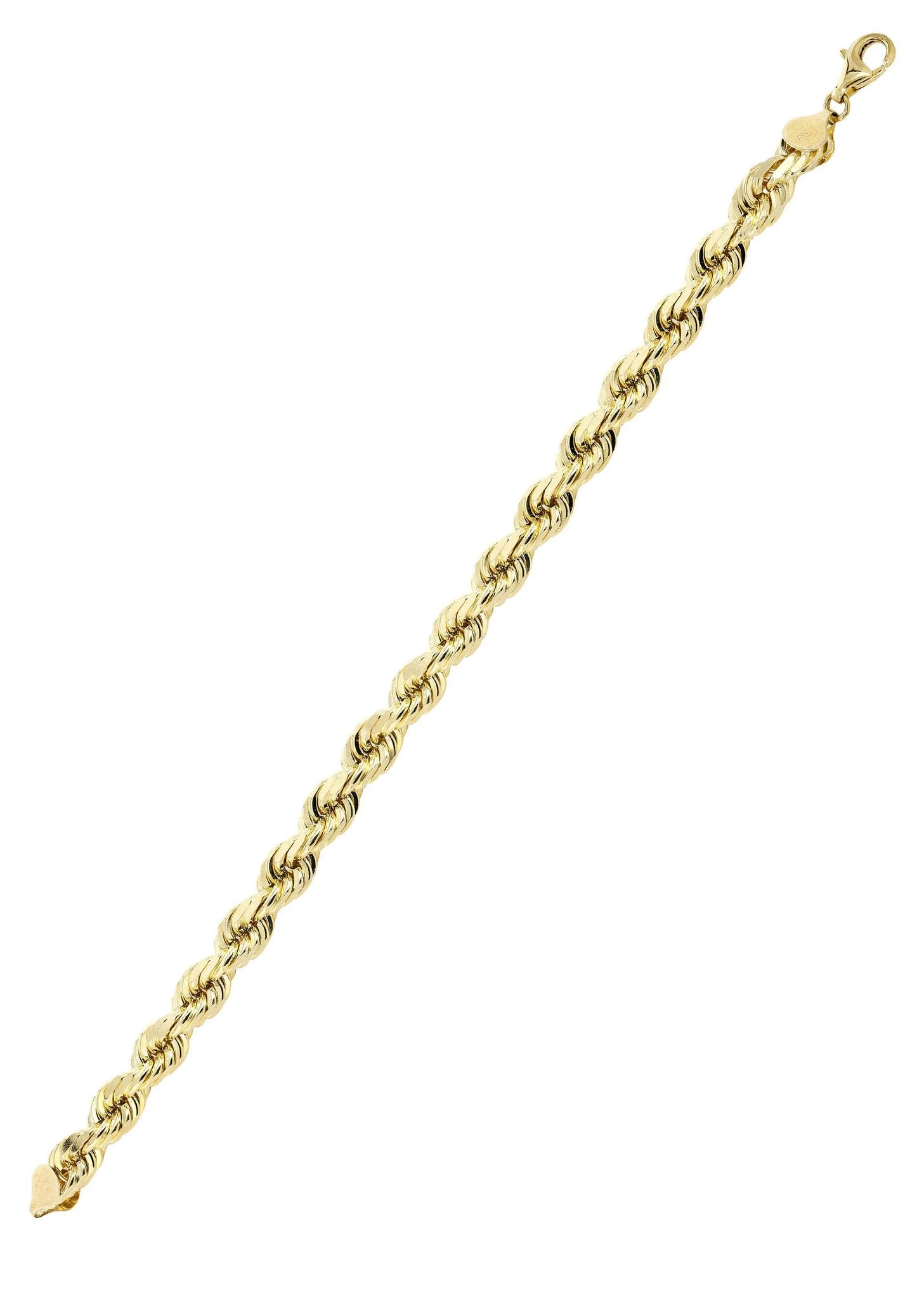 Solid Mens Rope Bracelet 10K Yellow Gold - Image 3