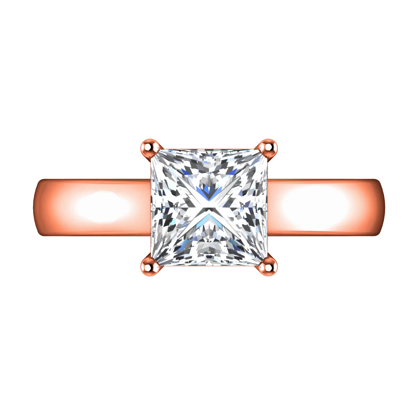 Solitaire Diamond Princess Cut Engagement Ring Angie 14K Rose Gold - Image 3