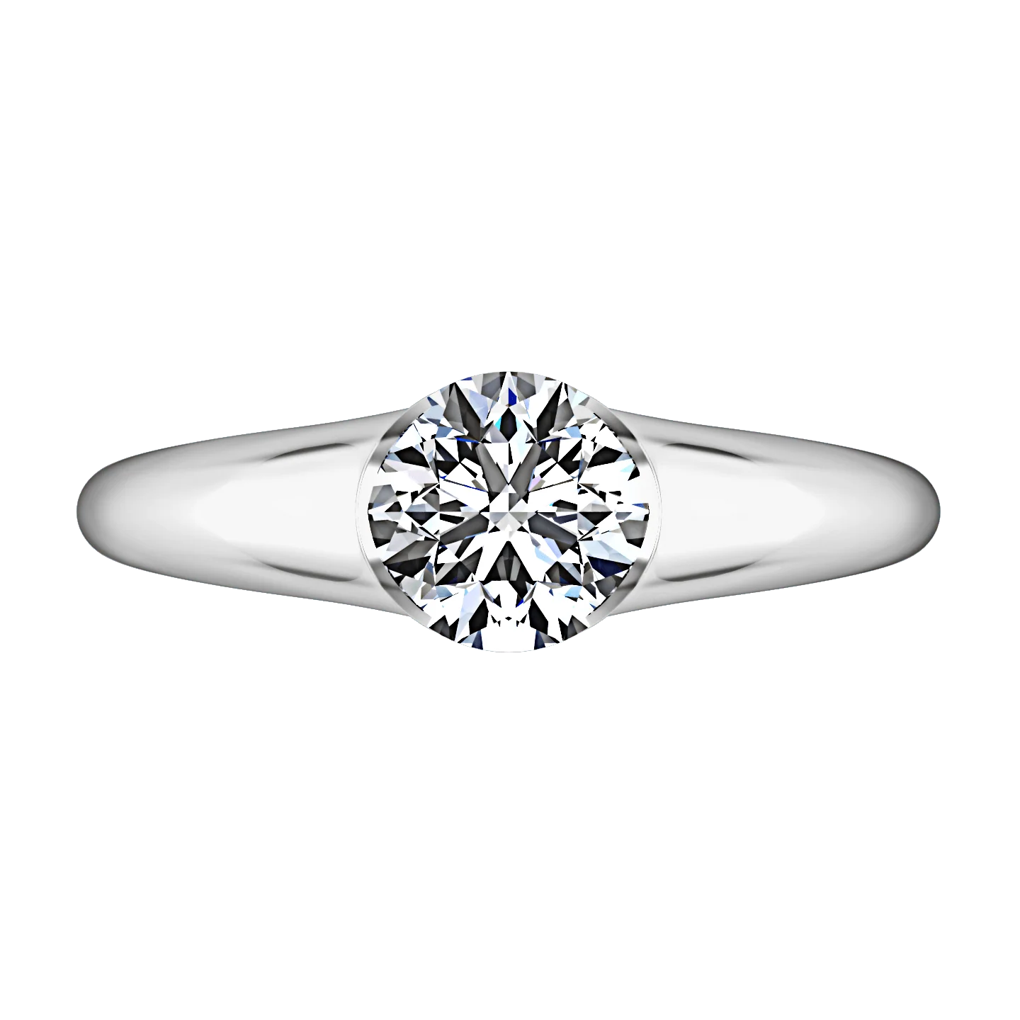 Round Diamond Solitaire Engagement Ring Ansley 14K White Gold - Image 4
