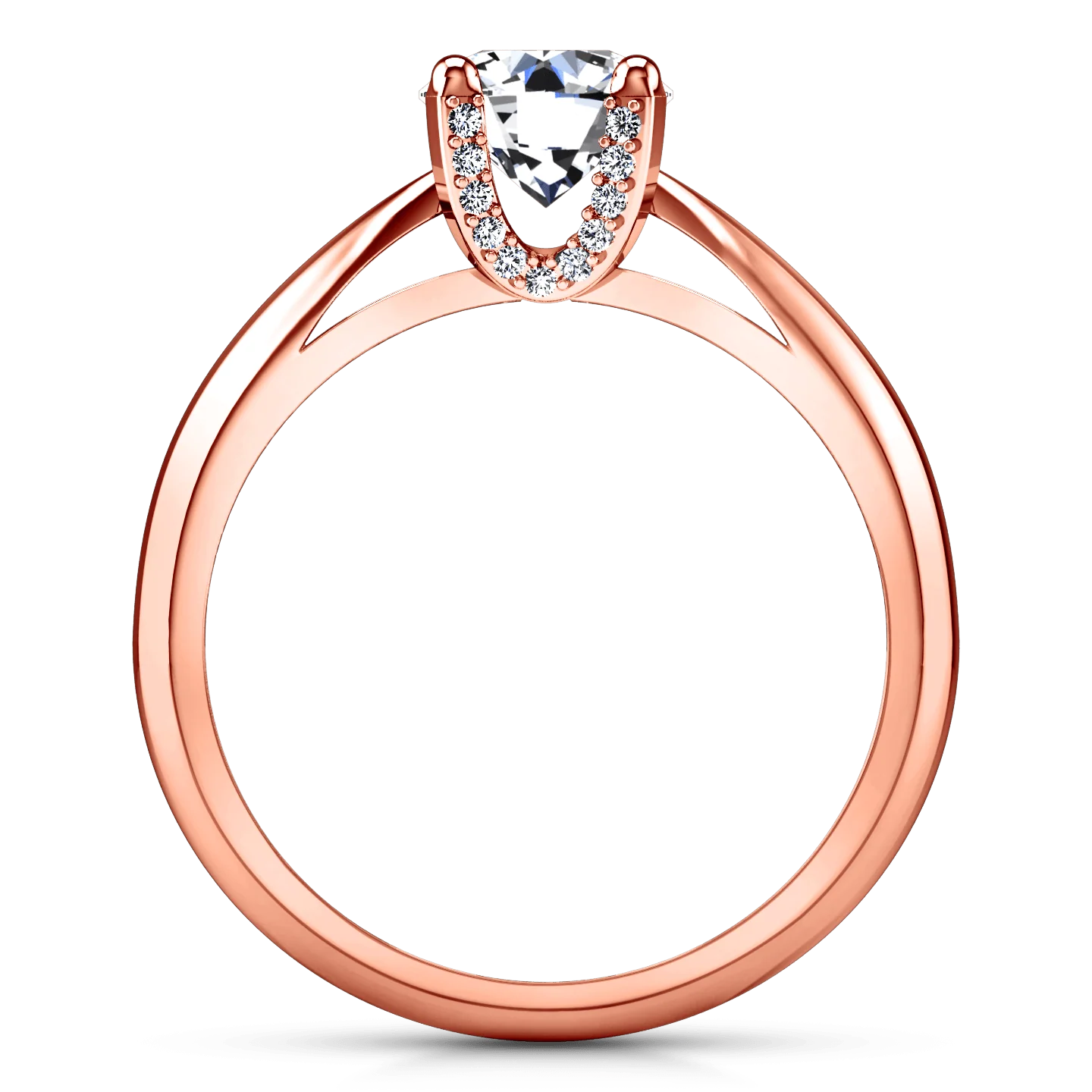 Solitaire Diamond Engagement Ring Caressa 14K Rose Gold - Image 4