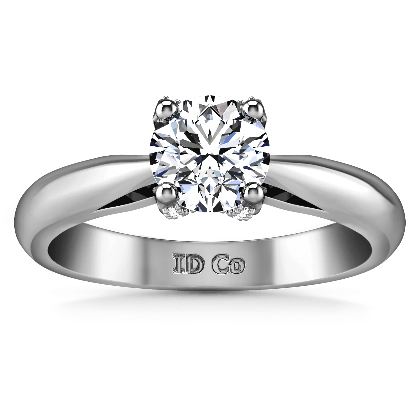 Round Diamond Solitaire Engagement Ring Caressa 14K White Gold