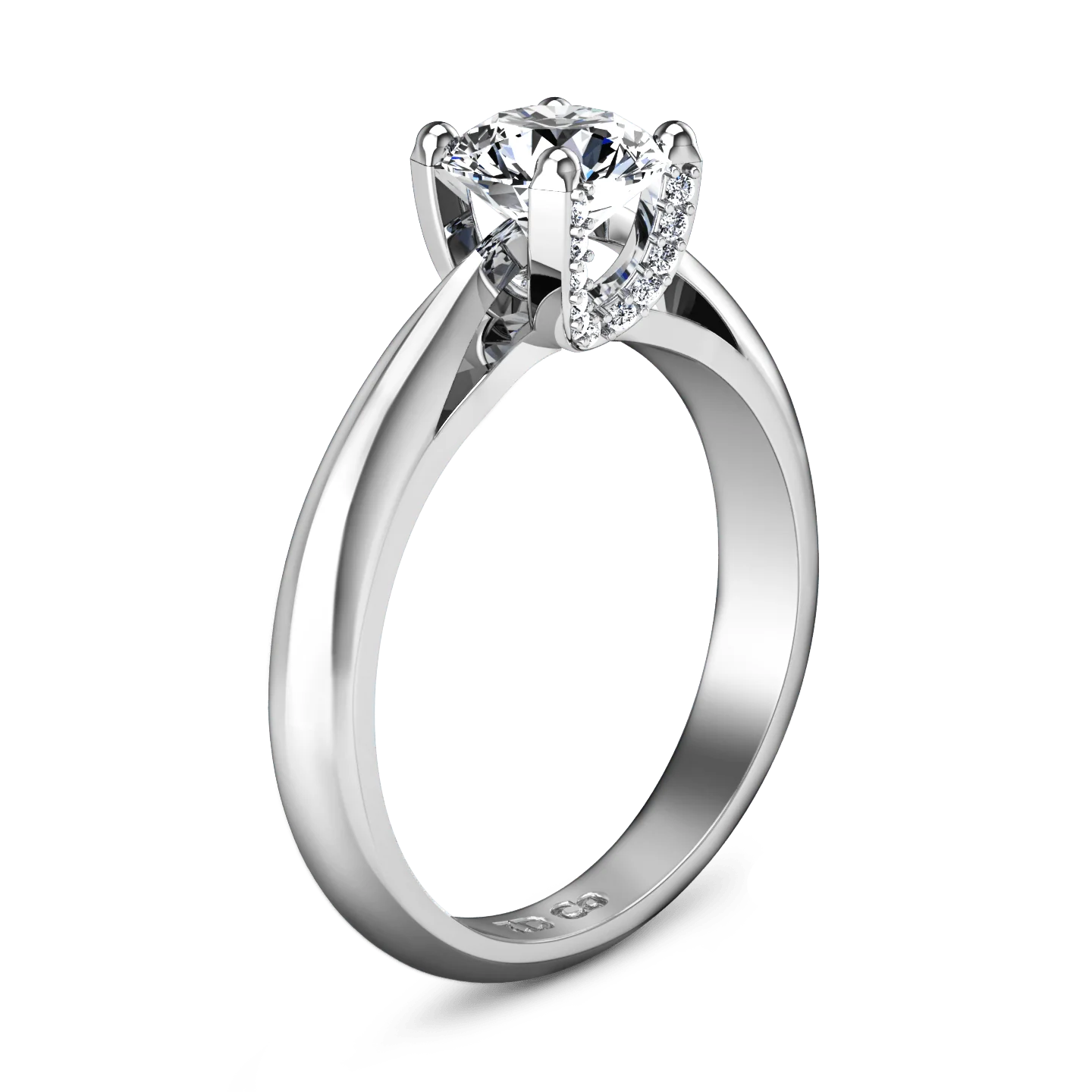 Round Diamond Solitaire Engagement Ring Caressa 14K White Gold - Image 2