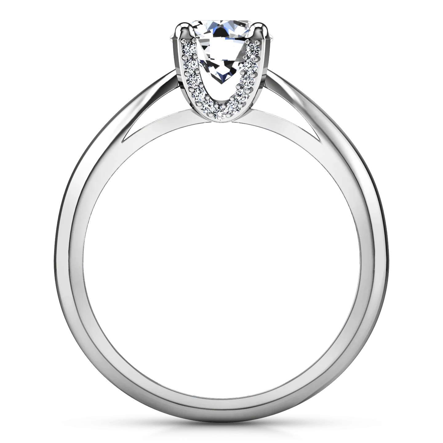 Round Diamond Solitaire Engagement Ring Caressa 14K White Gold - Image 4