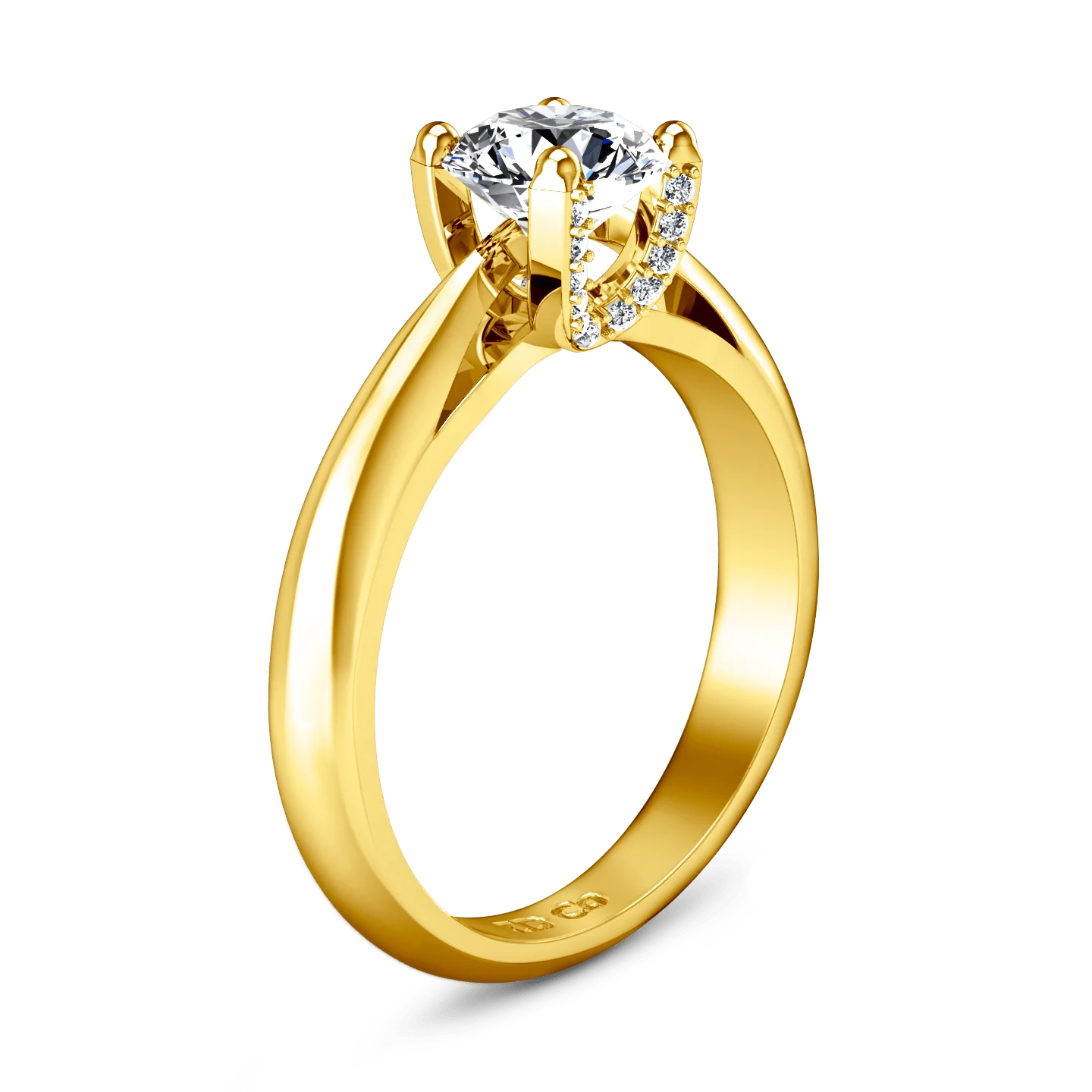 Solitaire Diamond Engagement Ring Caressa 14K Yellow Gold - Image 2
