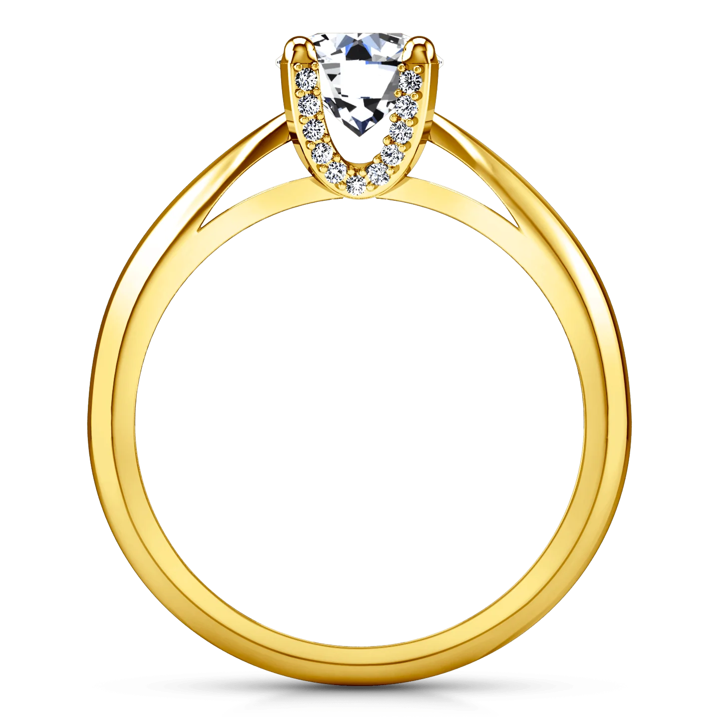 Solitaire Diamond Engagement Ring Caressa 14K Yellow Gold - Image 3