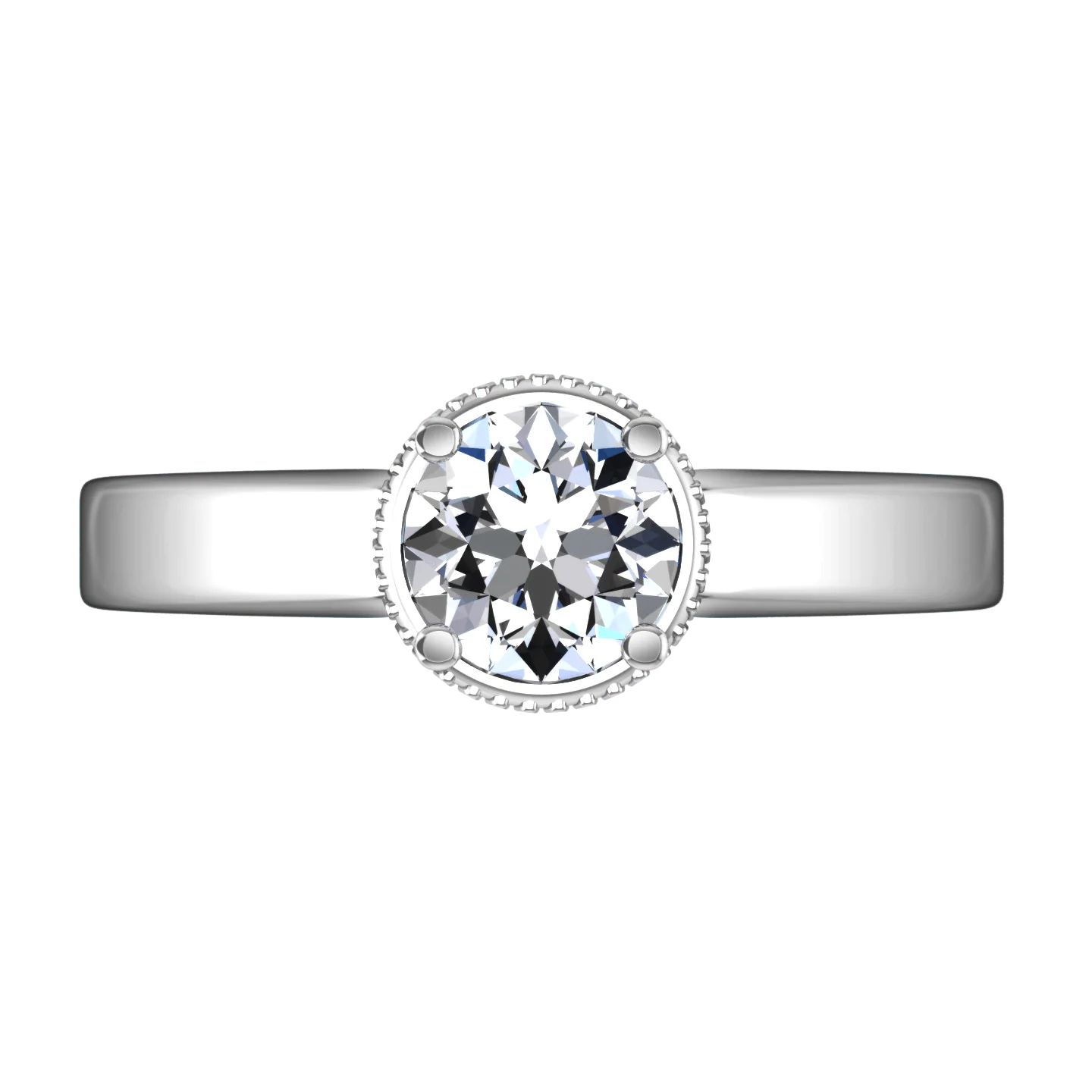 Round Diamond Solitaire Engagement Ring Carina 14K White Gold - Image 3