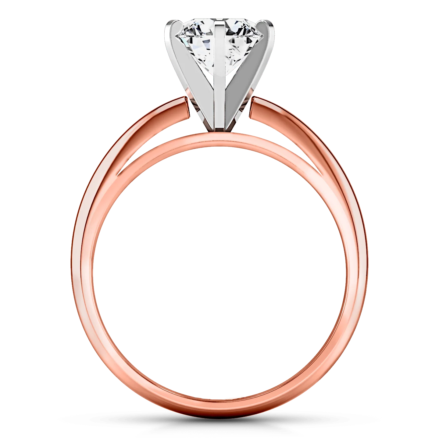 Solitaire Diamond Engagement Ring Cathedral 6 Prong 14K Rose Gold - Image 3