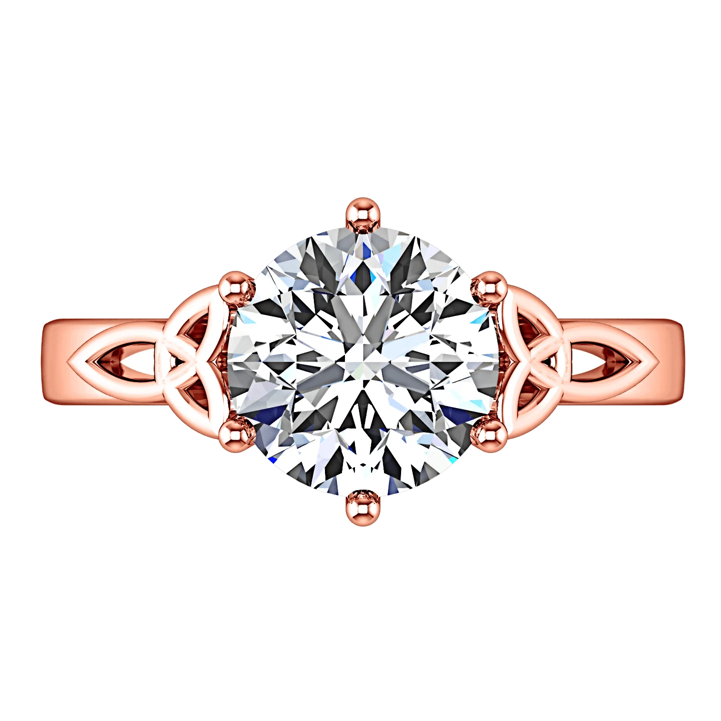 Solitaire Diamond Engagement Ring Fiona Celtic Knot 14K Rose Gold - Image 4