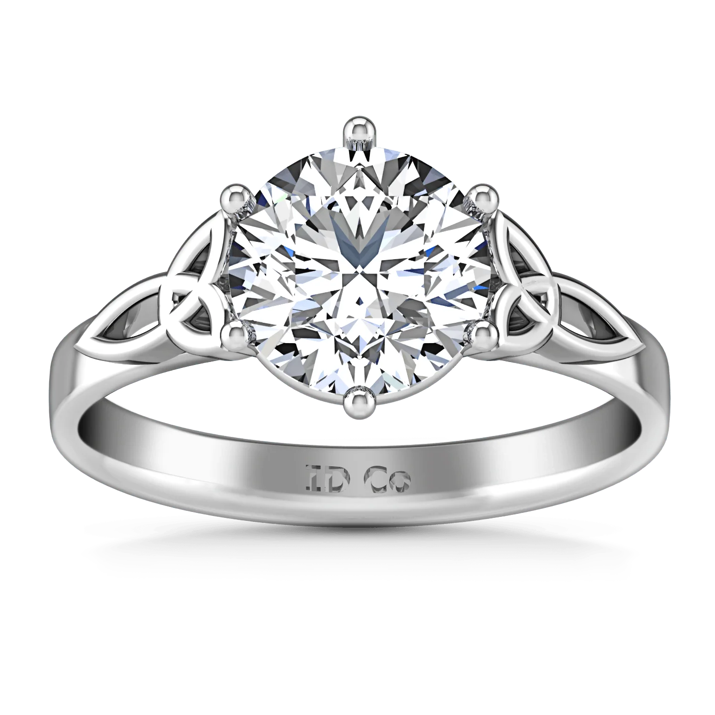 Round Diamond Solitaire Engagement Ring Fiona Celtic Knot 14K White Gold