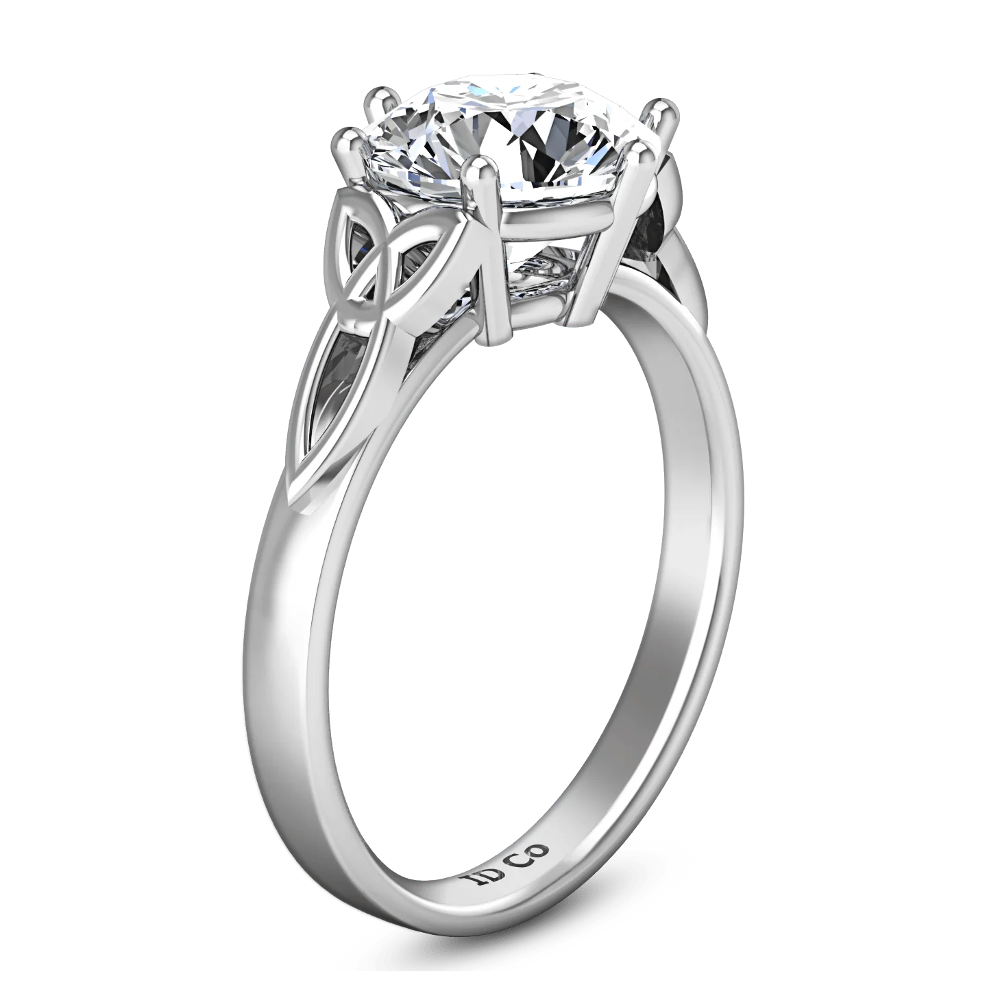Round Diamond Solitaire Engagement Ring Fiona Celtic Knot 14K White Gold - Image 2