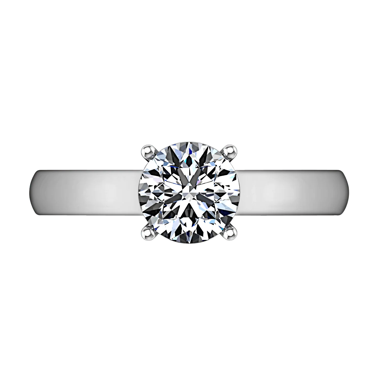 Round Diamond Solitaire Engagement Ring Chiara 14K White Gold - Image 3