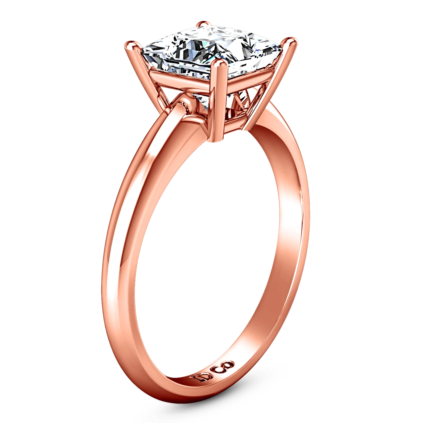 Solitaire Diamond Princess Cut Engagement Ring Cindy 14K Rose Gold - Image 2