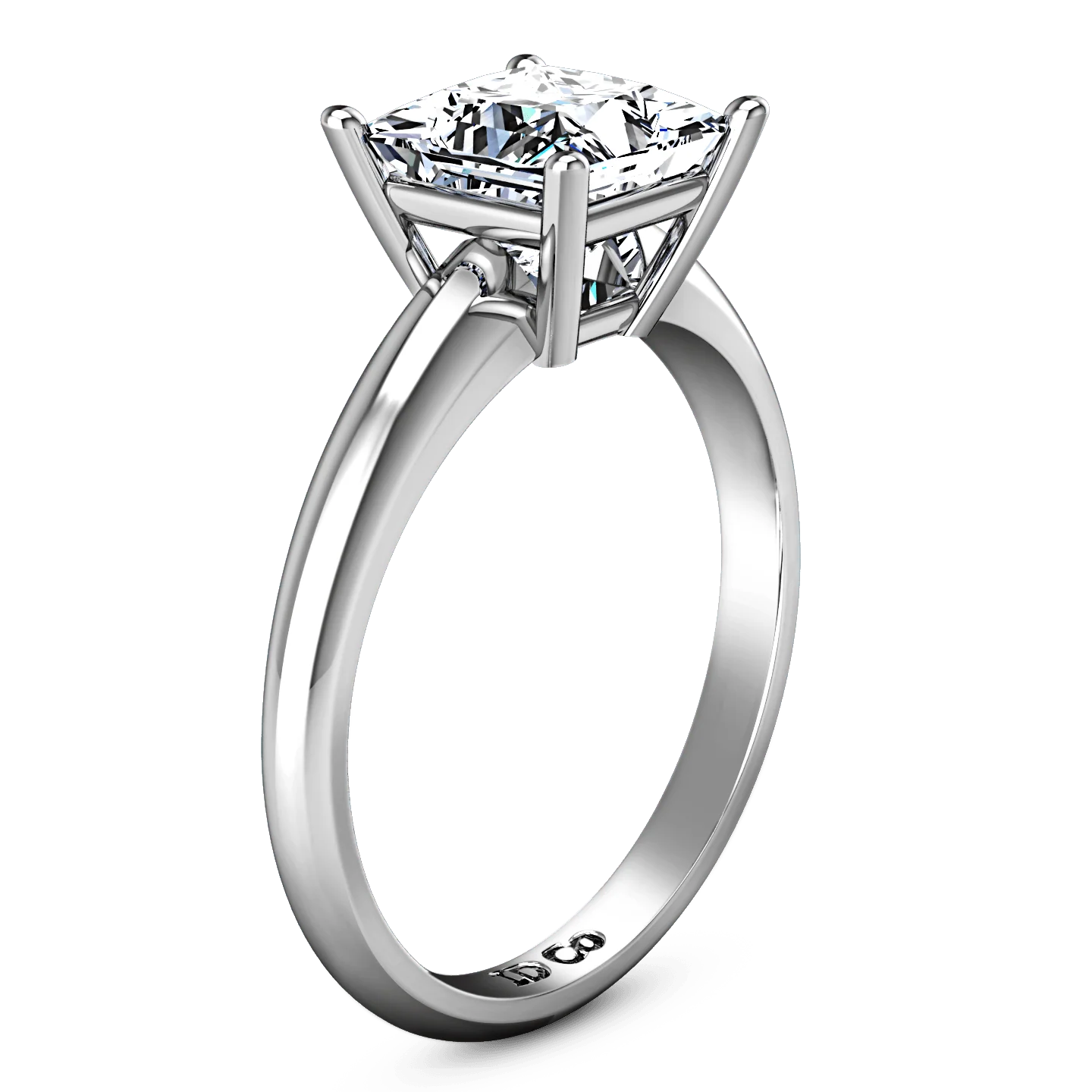 Solitaire Princess Cut Diamond Engagement Ring Cindy 14K White Gold - Image 2
