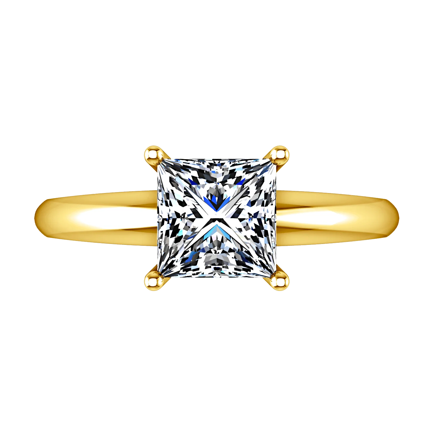 Solitaire Diamond Princess Cut Engagement Ring Cindy 14K Yellow Gold - Image 4