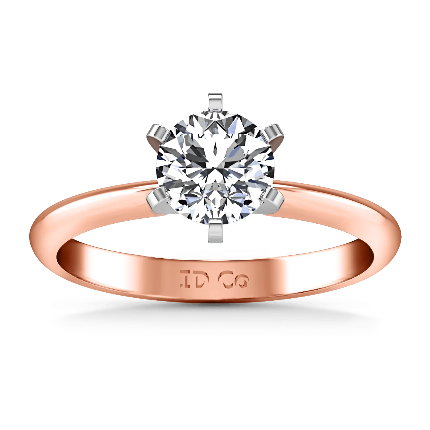 Solitaire Diamond Engagement Ring Classic 6 Prong 14K Rose Gold