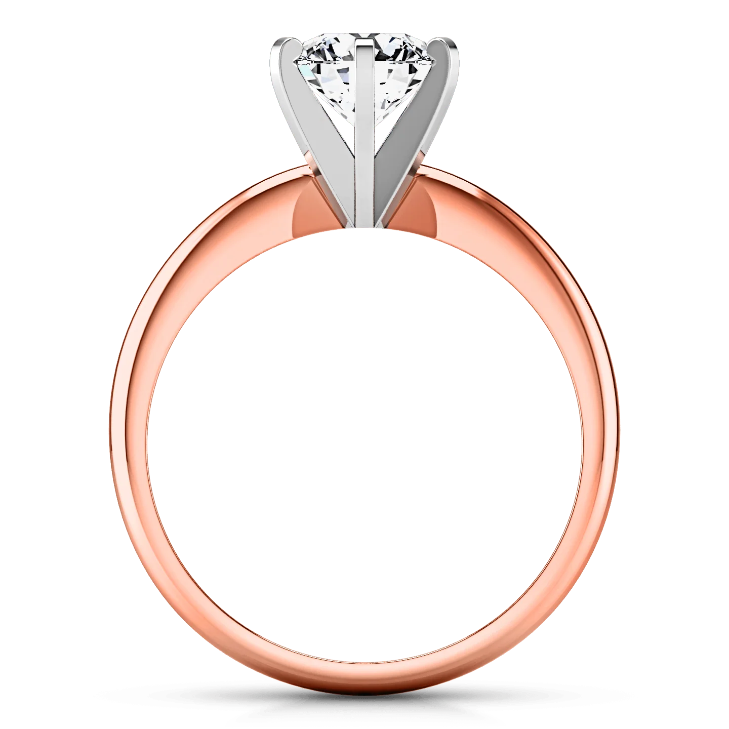 Solitaire Diamond Engagement Ring Classic 6 Prong 14K Rose Gold - Image 4