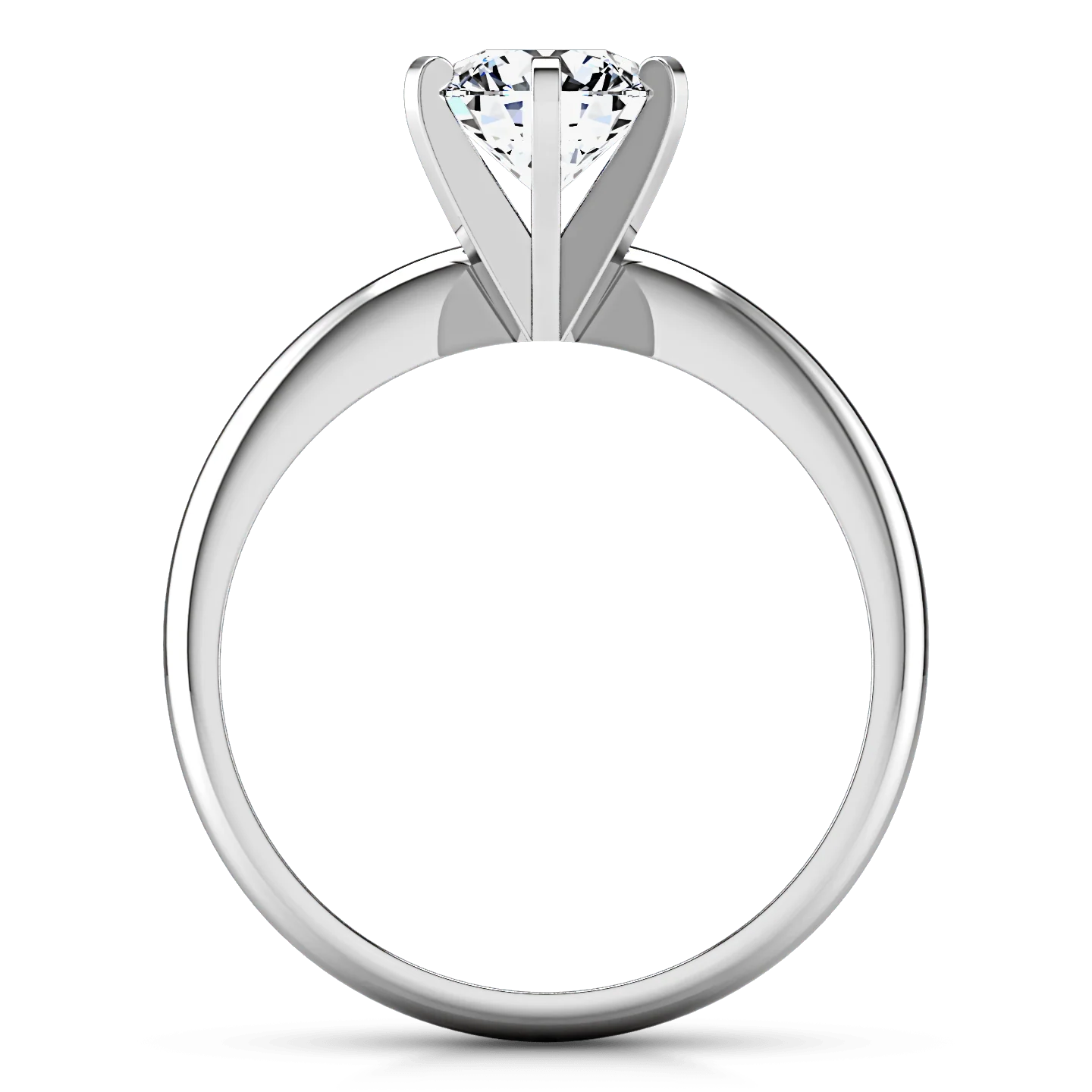 Round Diamond Solitaire Engagement Ring Classic 6 Prong 14K White Gold - Image 3