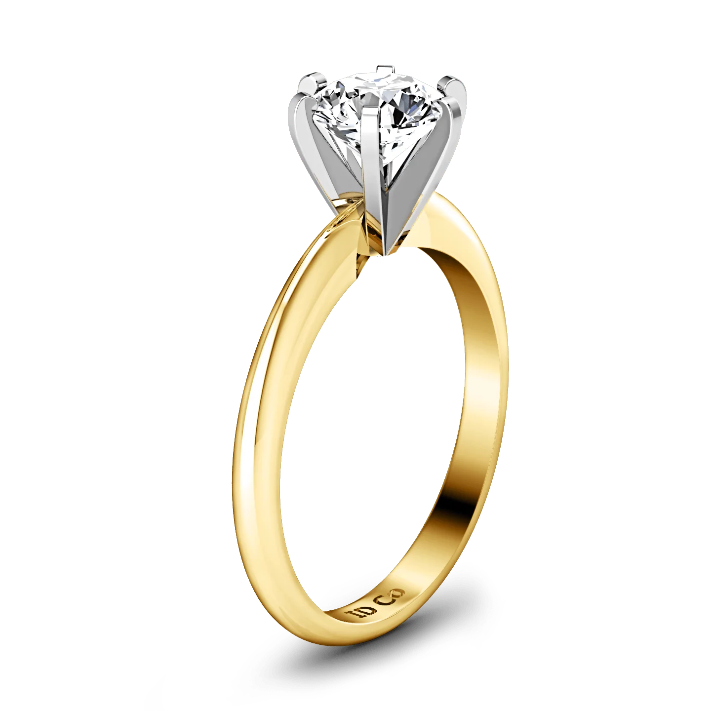 Solitaire Diamond Engagement Ring Classic 6 Prong 14K Yellow Gold - Image 2