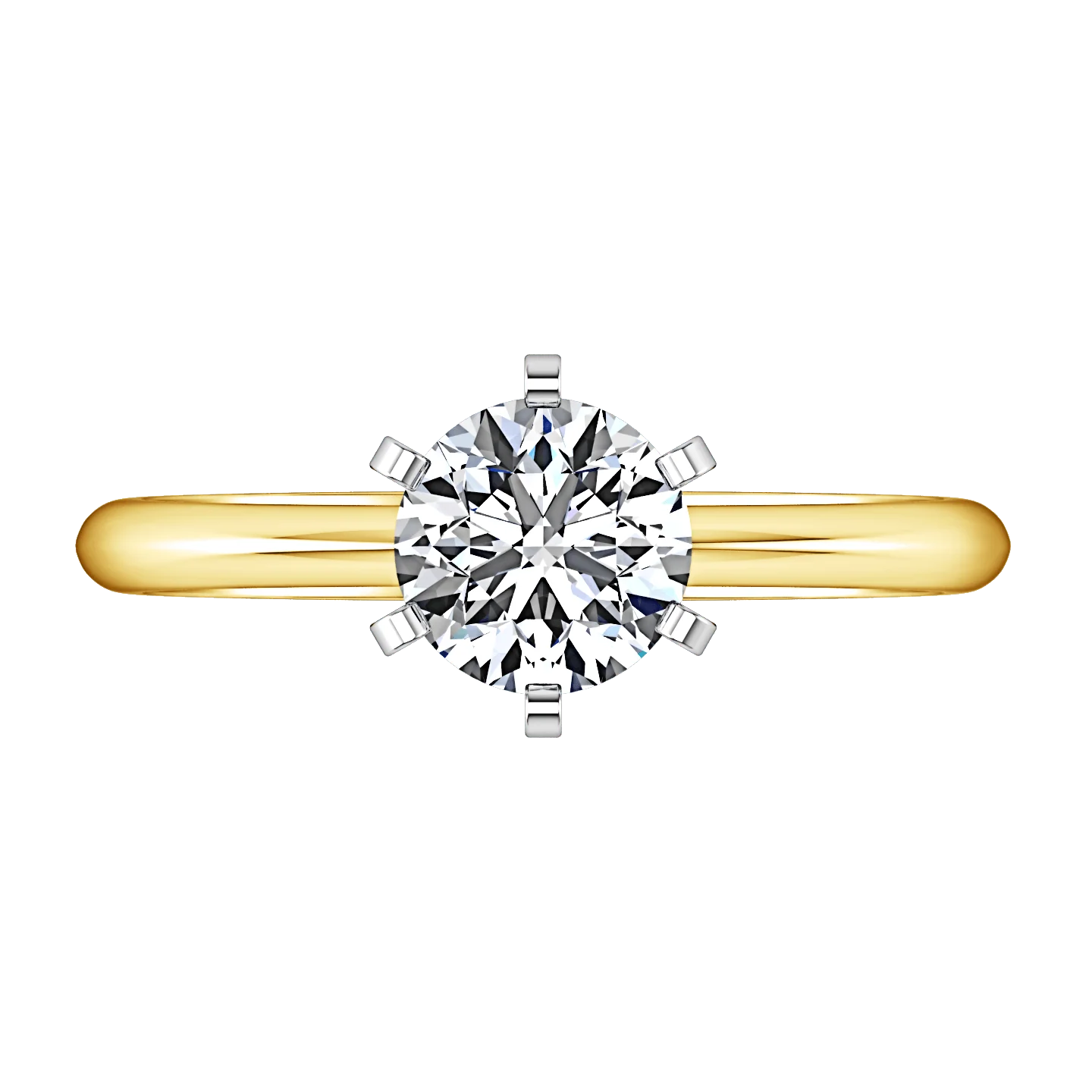 Solitaire Diamond Engagement Ring Classic 6 Prong 14K Yellow Gold - Image 4