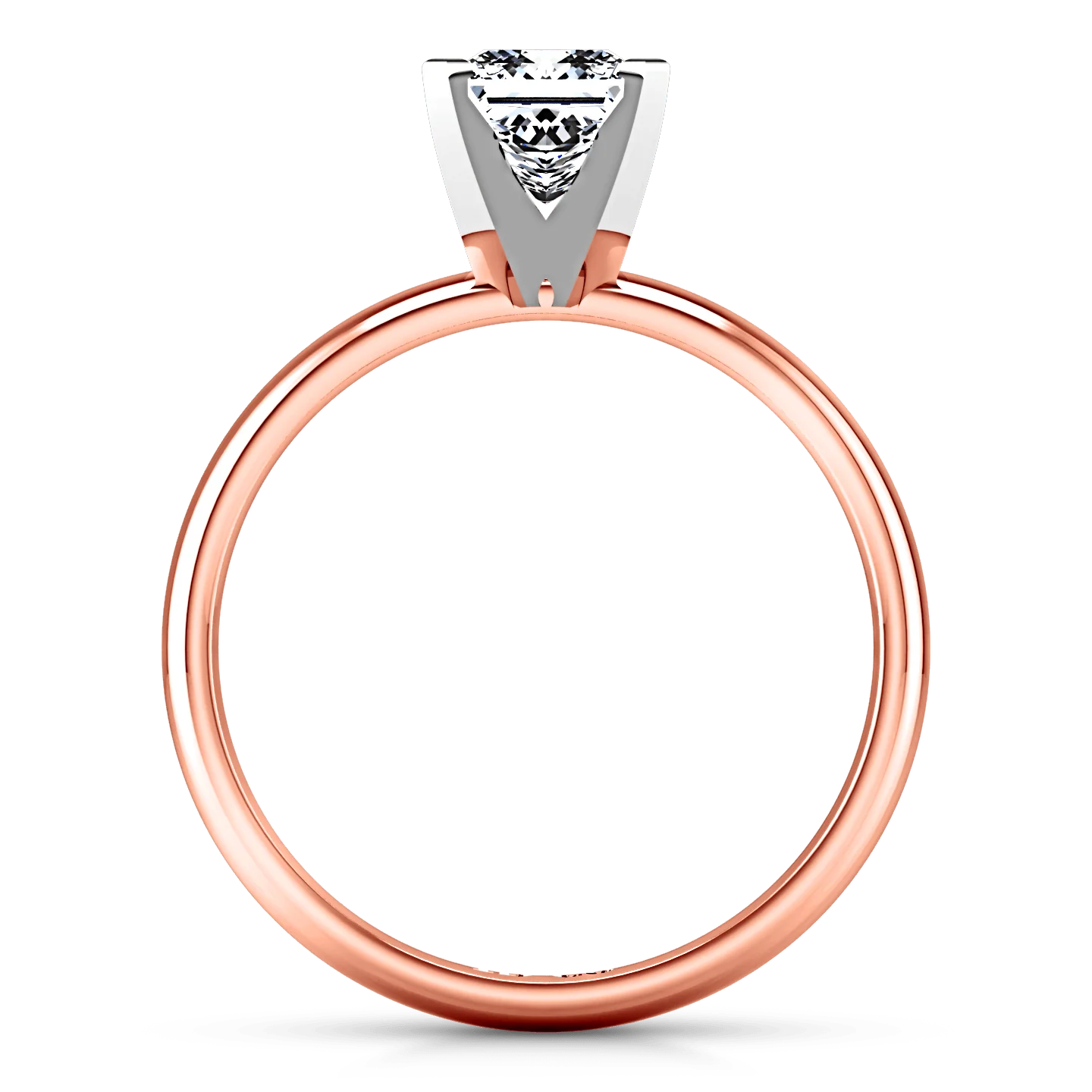 Solitaire Diamond Princess Cut Engagement Ring Comfort Fit 14K Rose Gold - Image 3